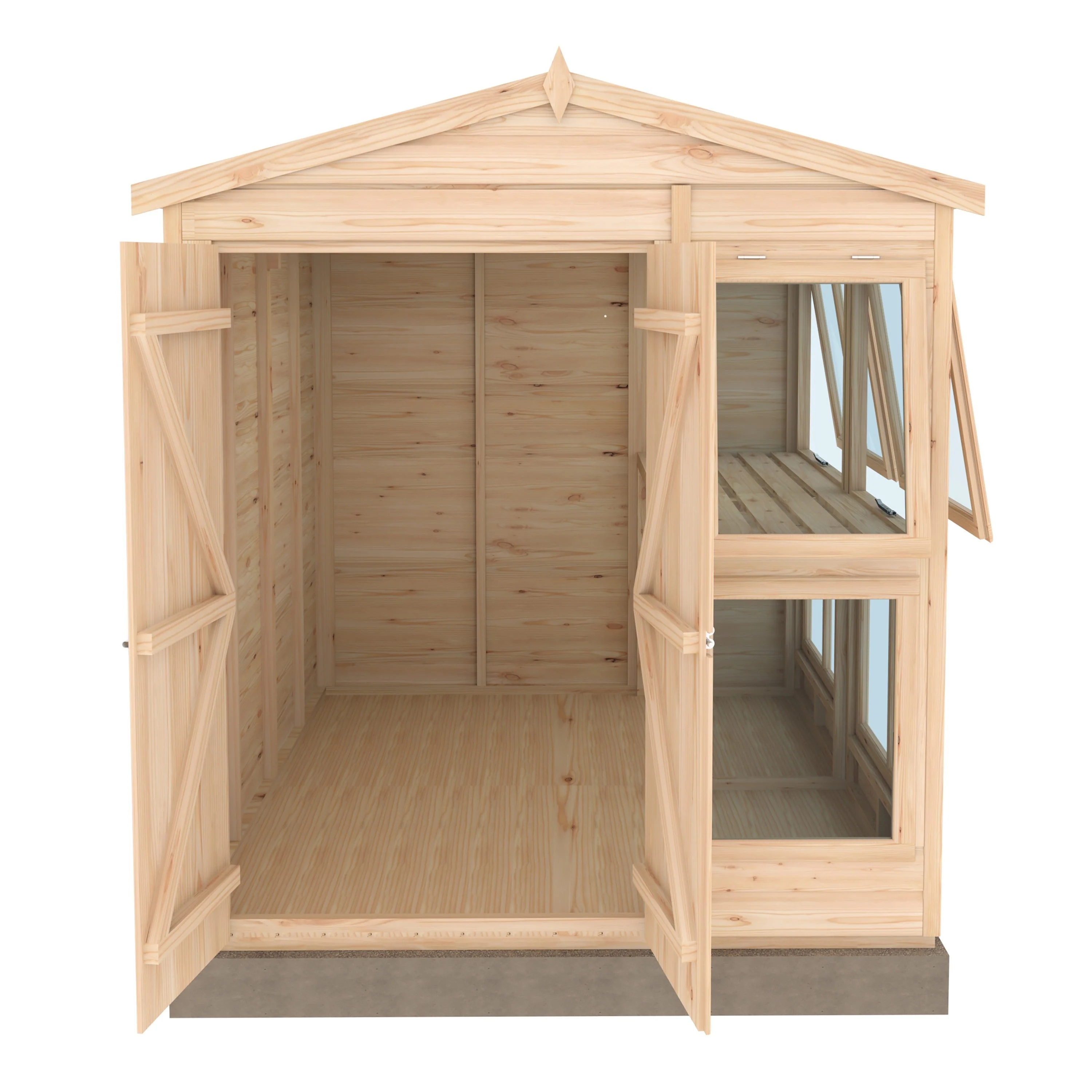 Shire Sun Hut 7' 7" x 6' 1" Apex Potting Shed - Classic Coated Shiplap - Image 5