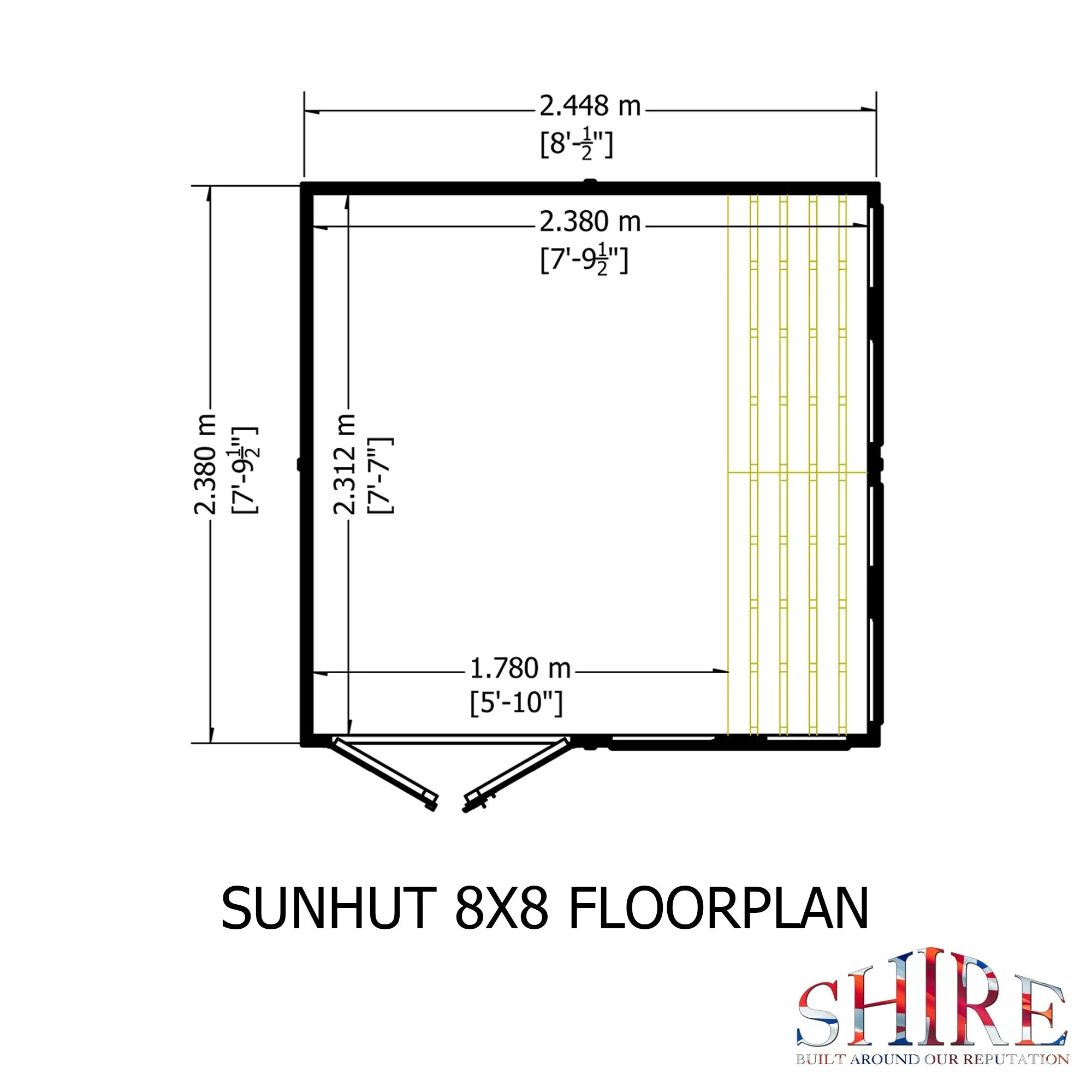 Shire Sun Hut 7' 7" x 8' Apex Potting Shed - Classic Coated Shiplap - Image 3