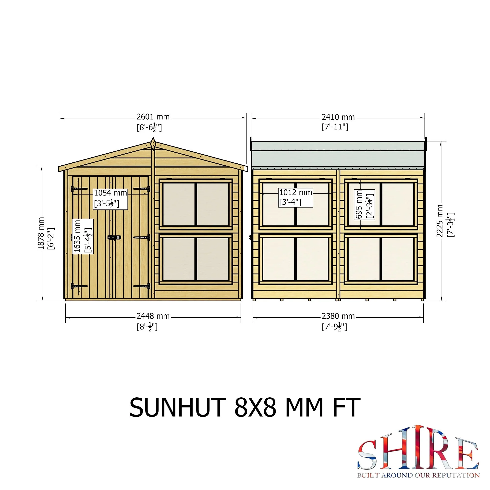 Shire Sun Hut 7' 7" x 8' Apex Potting Shed - Classic Coated Shiplap - Image 4