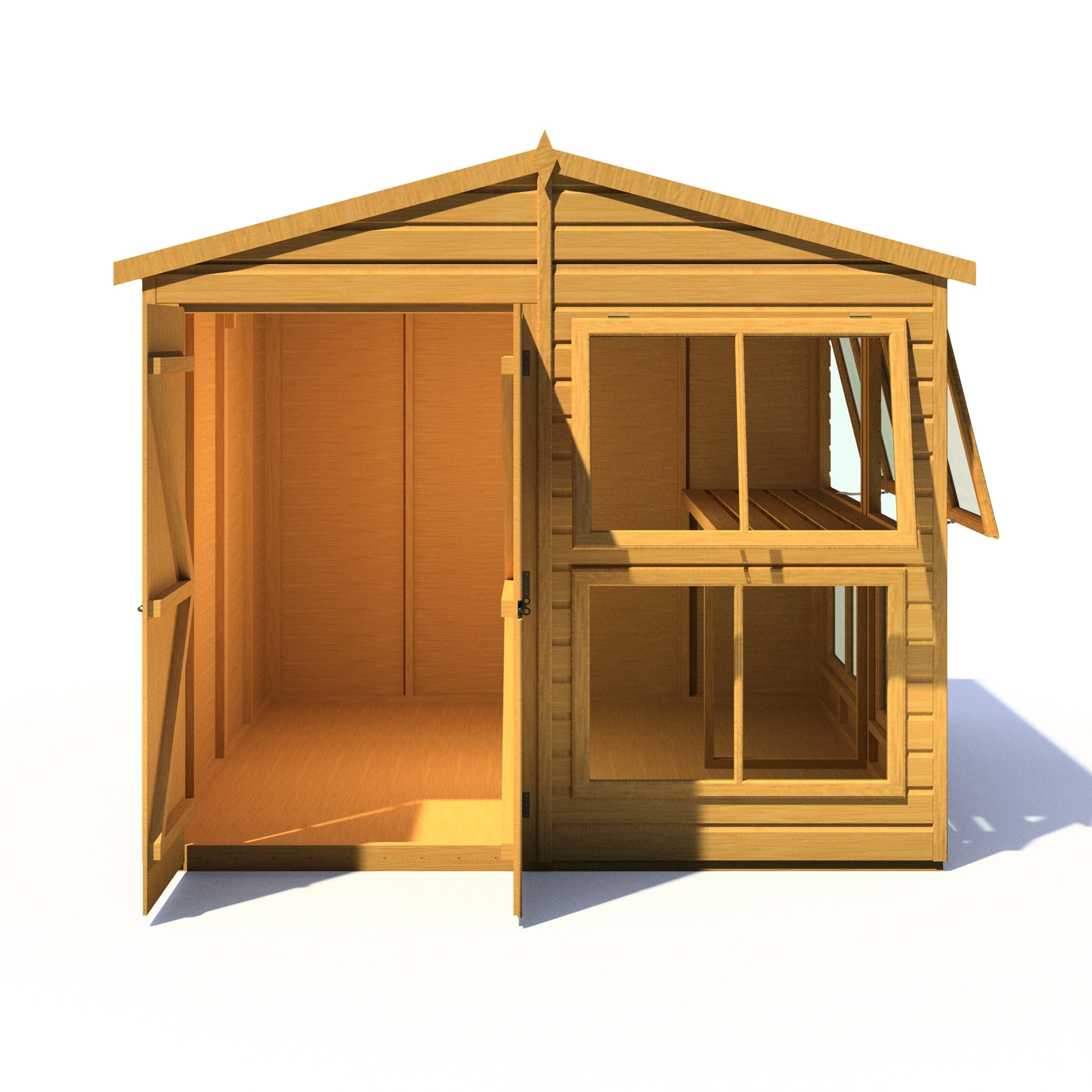 Shire Sun Hut 7' 7" x 8' Apex Potting Shed - Classic Coated Shiplap - Image 8