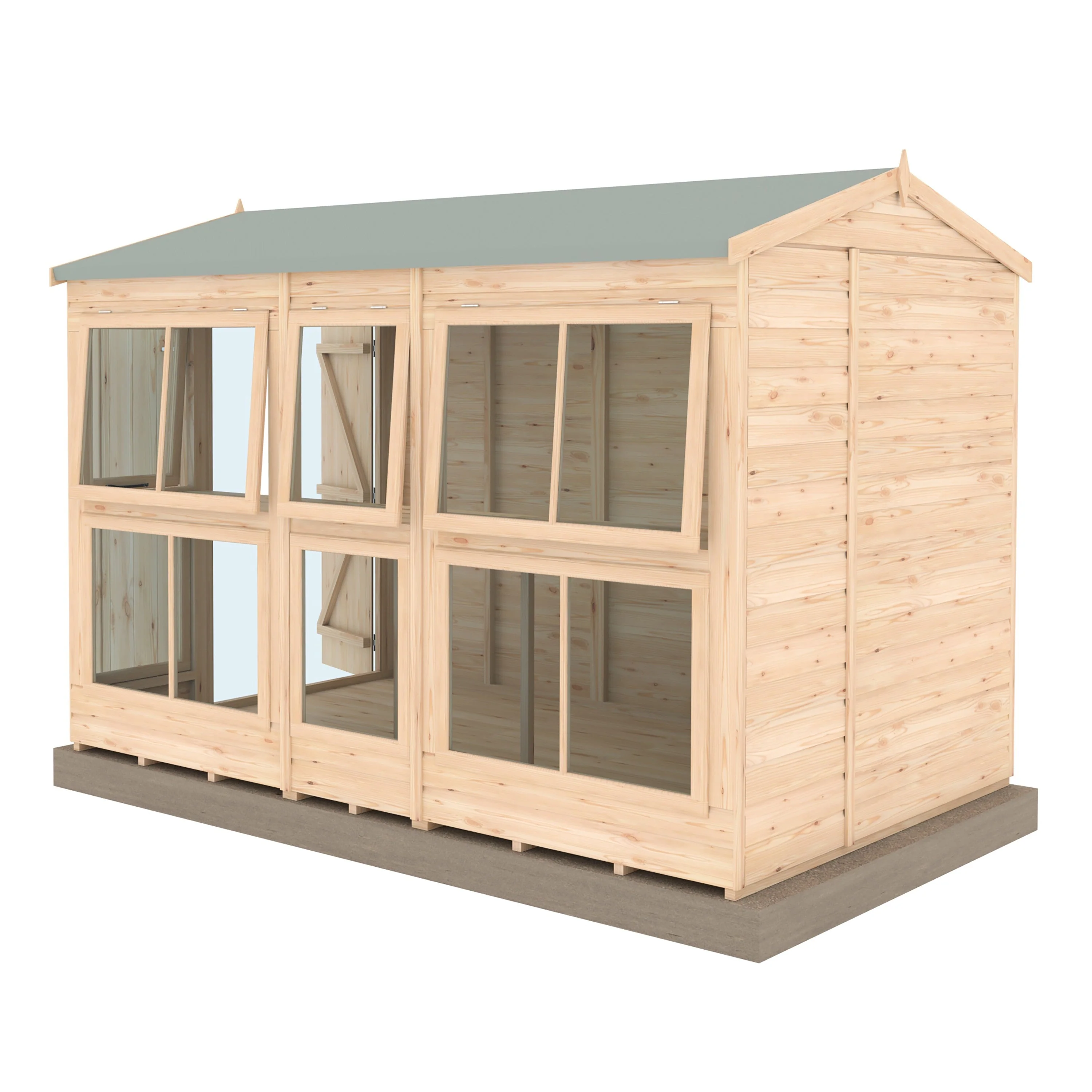 Shire Sun Hut 9' 6" x 6' 1" Apex Potting Shed - Premium Coated Shiplap - Image 2