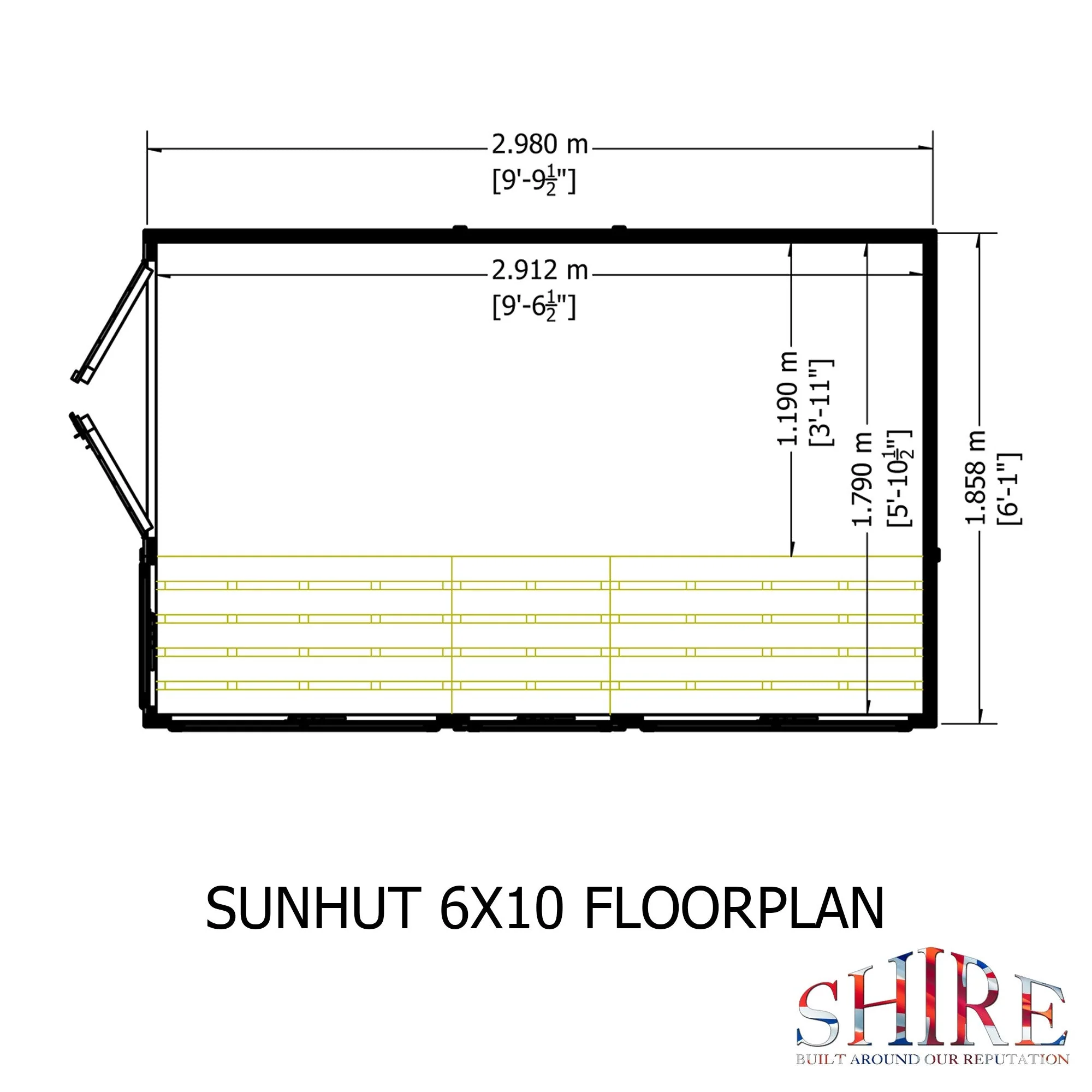 Shire Sun Hut 9' 6" x 6' 1" Apex Potting Shed - Premium Coated Shiplap - Image 3