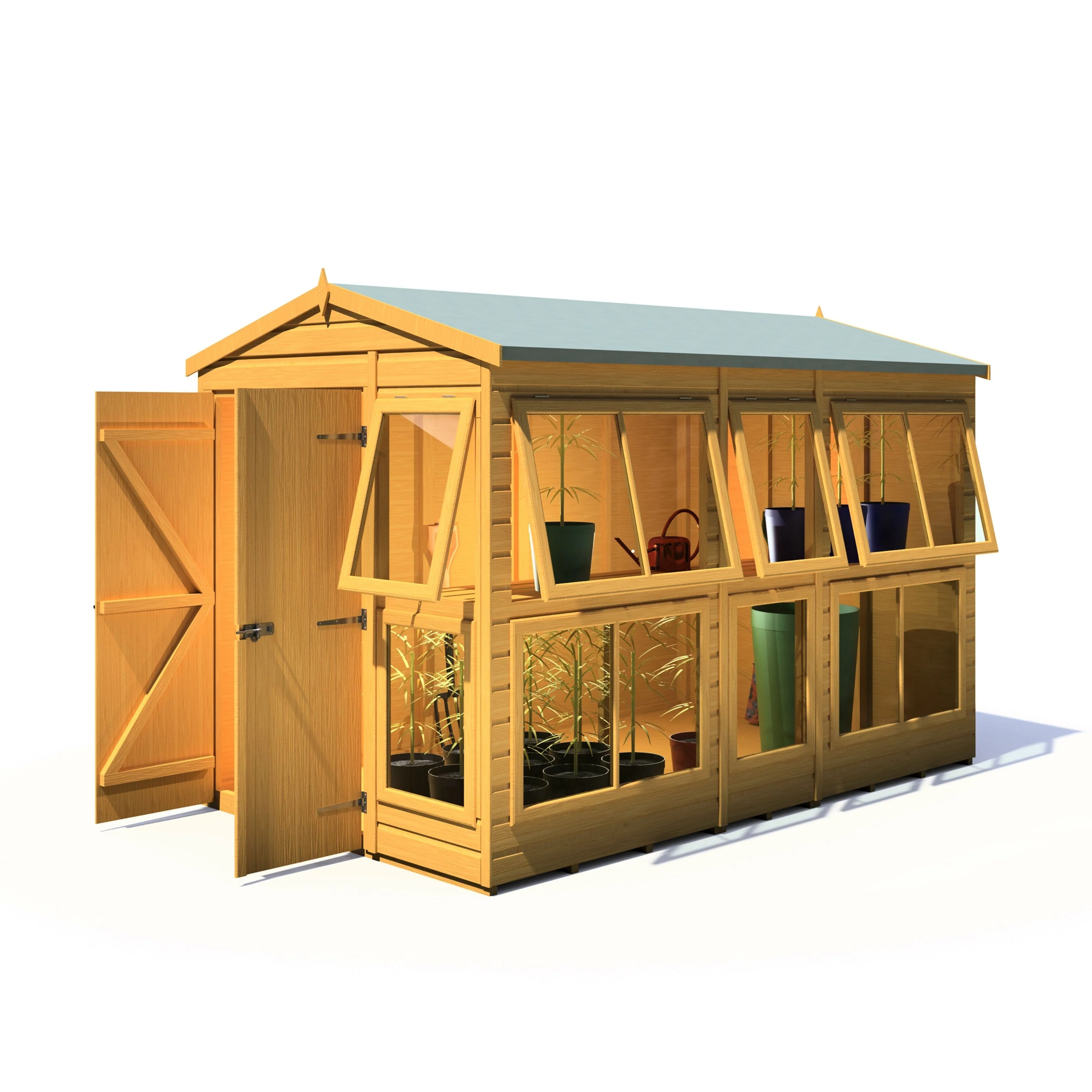Shire Sun Hut 9' 6" x 6' 1" Apex Potting Shed - Premium Coated Shiplap - Image 9