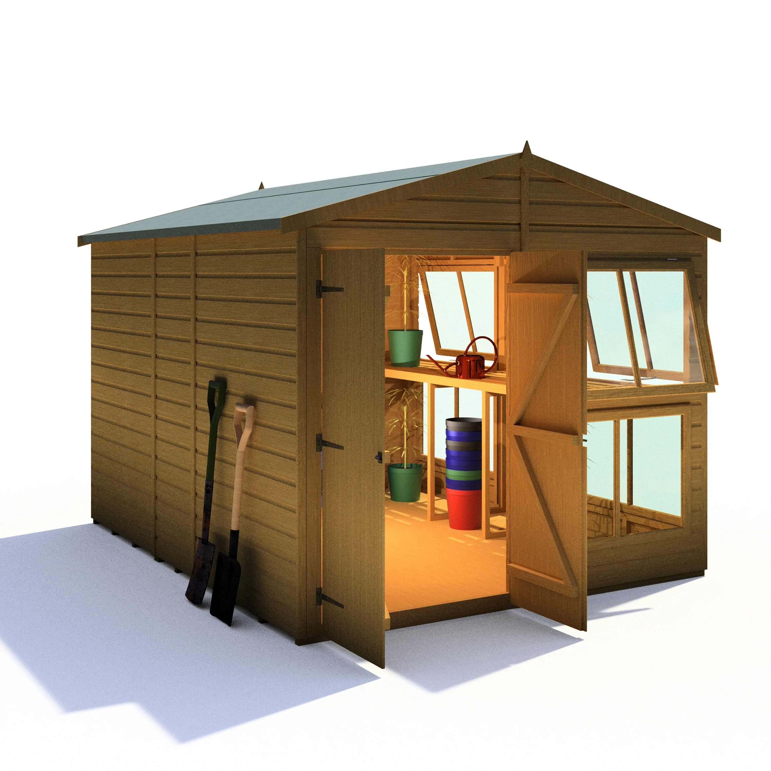 Shire Sun Hut 9' 6" x 8' Apex Potting Shed - Premium Coated Shiplap - Image 7
