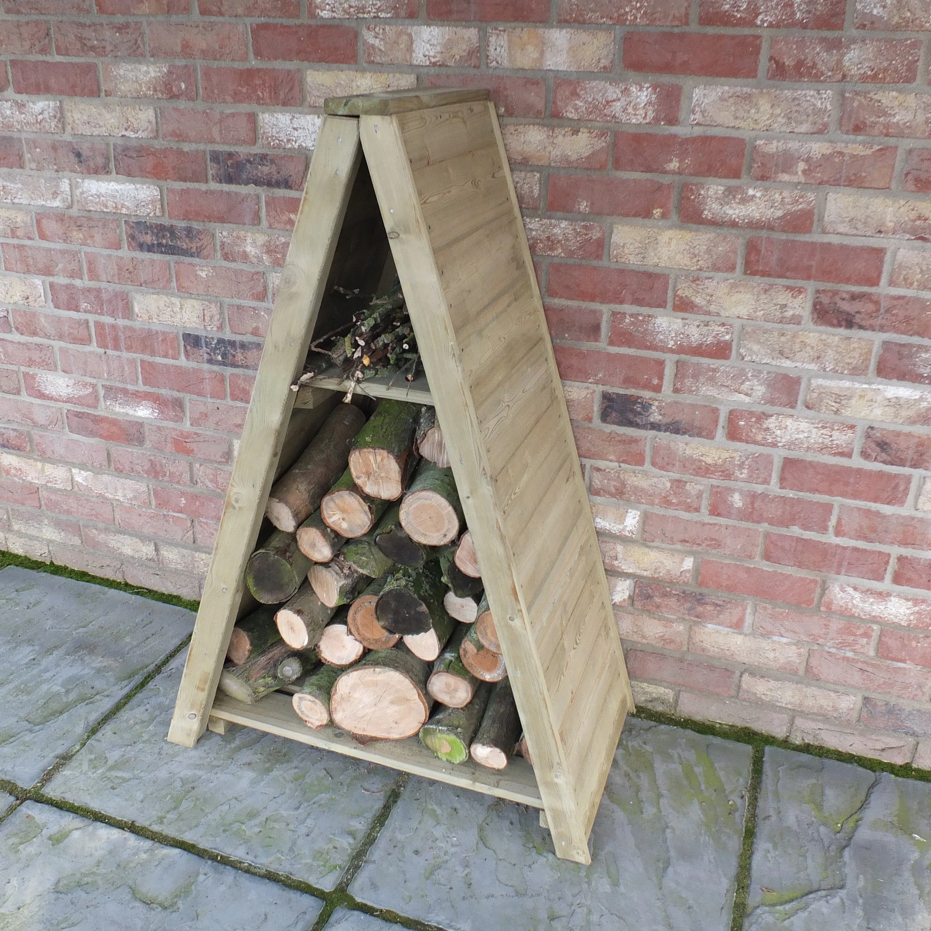 Triangular 1' 3" x 2' 8" Apex Log Store - Premium Pressure Treated Shiplap - Image 2