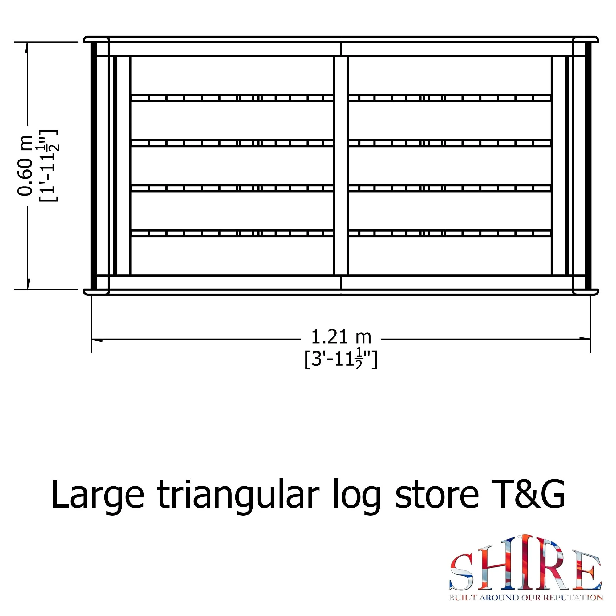 Triangular 1' 11" x 4' Apex Log Store - Premium Pressure Treated Shiplap - Image 3