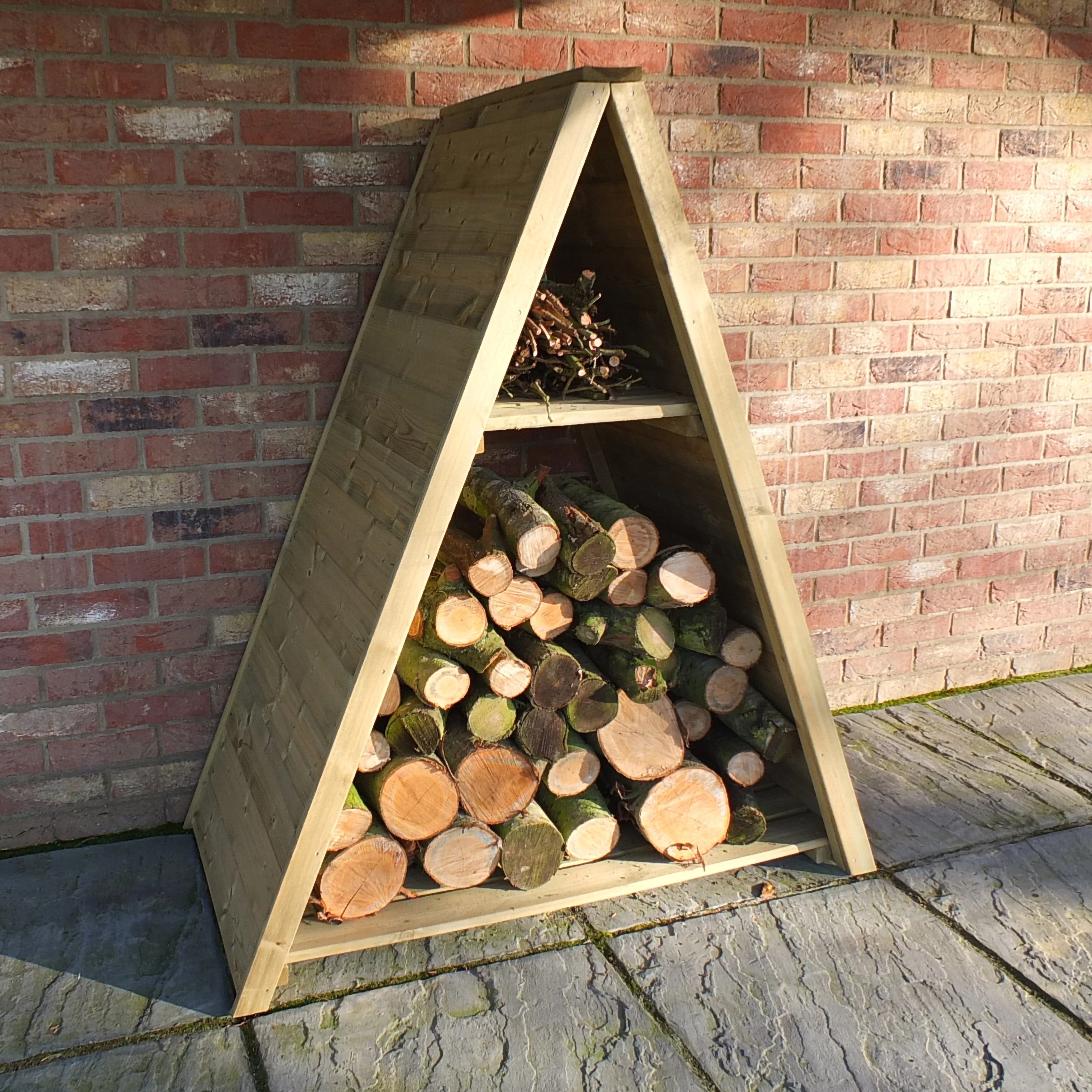 Triangular 1' 11" x 4' Apex Log Store - Premium Pressure Treated Shiplap - Image 5