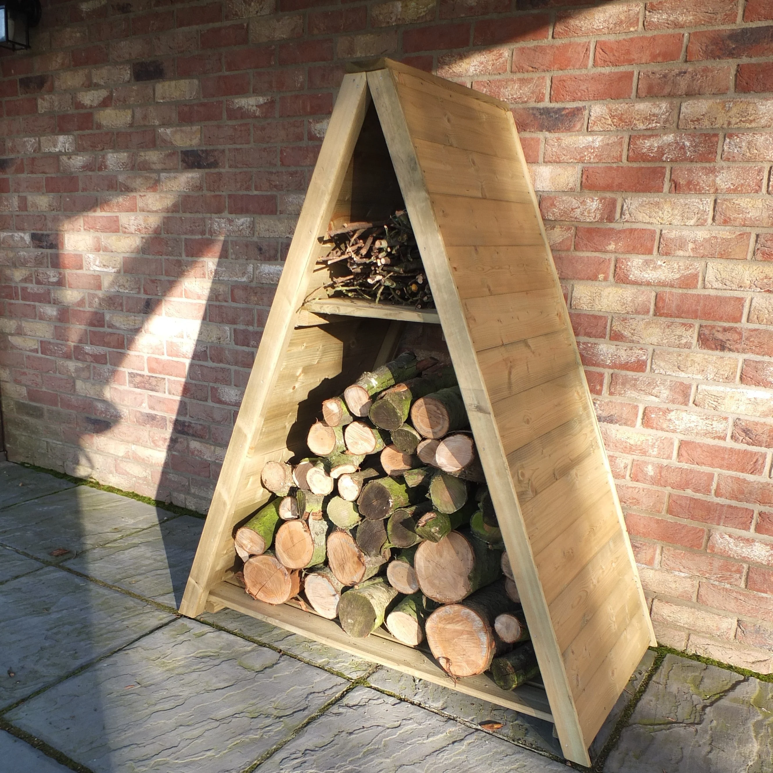 Triangular 1' 11" x 4' Apex Log Store - Premium Pressure Treated Shiplap - Image 7