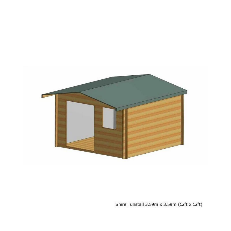 Shire Tunstall 11' 9" x 11' 9" Apex Log Cabin - Premium 34mm Cladding Tongue & Groove - Image 4