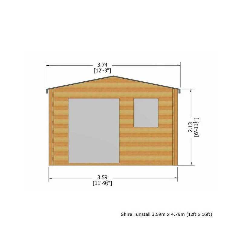 Shire Tunstall 11' 9" x 15' 8" Apex Log Cabin - Premium 44mm Cladding Tongue & Groove - Image 3