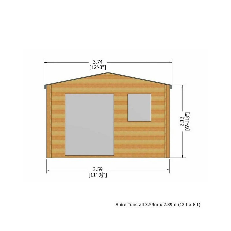 Shire Tunstall 11' 9" x 7' 10" Apex Log Cabin - Premium 28mm Cladding Tongue & Groove - Image 3