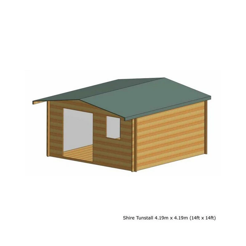 Shire Tunstall 13' 8" x 13' 8" Apex Log Cabin - Premium 44mm Cladding Tongue & Groove - Image 5
