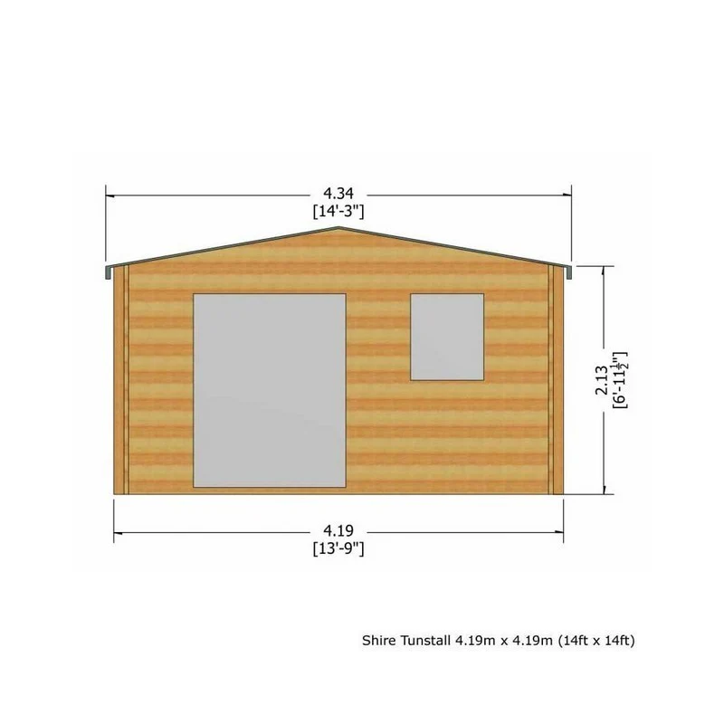Shire Tunstall 13' 8" x 13' 8" Apex Log Cabin - Premium 70mm Cladding Tongue & Groove - Image 3