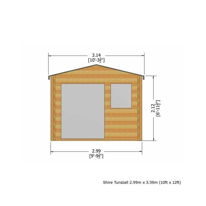 Shire Tunstall 9' 9" x 11' 9" Apex Log Cabin - Premium 34mm Cladding Tongue & Groove - Image 3