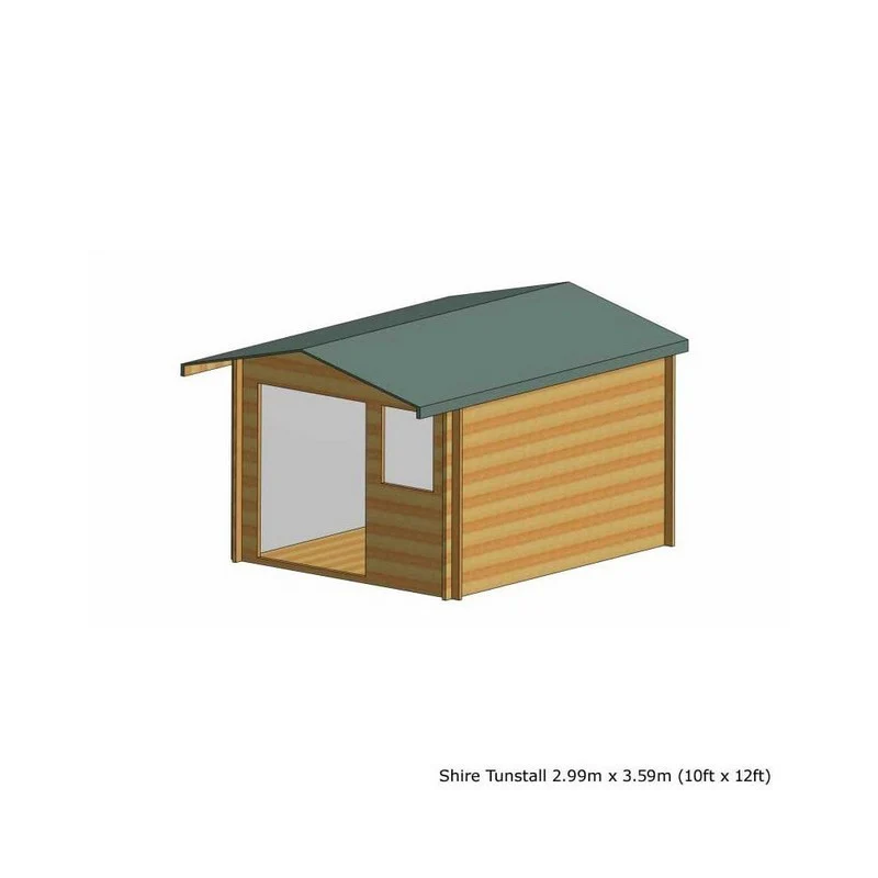 Shire Tunstall 9' 9" x 11' 9" Apex Log Cabin - Premium 44mm Cladding Tongue & Groove - Image 5