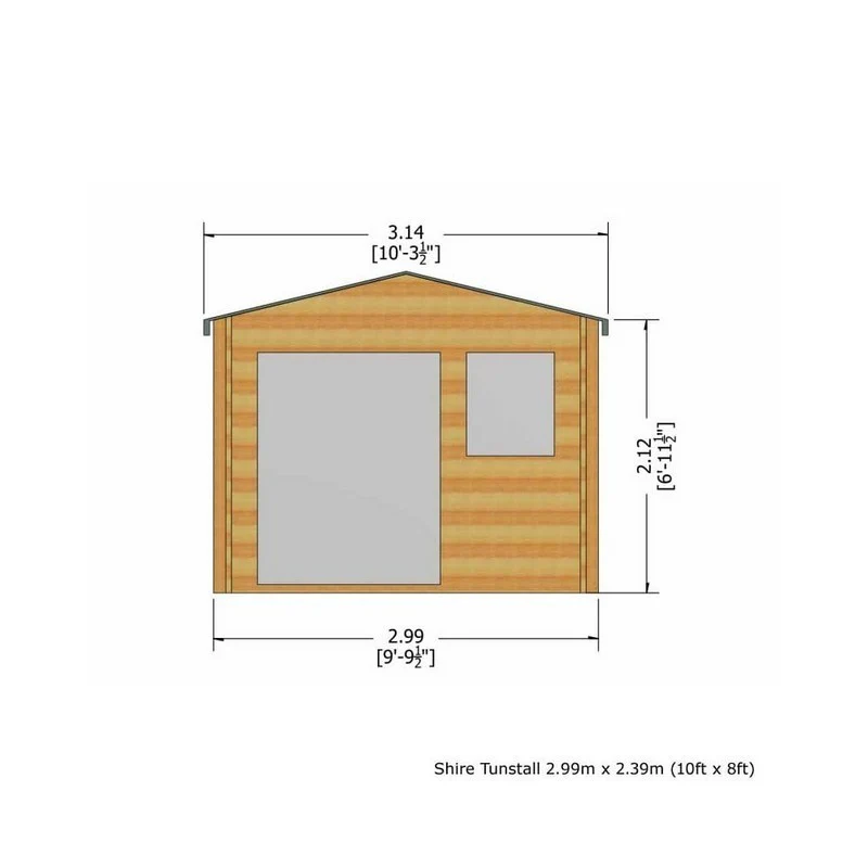 Shire Tunstall 9' 9" x 7' 10" Apex Log Cabin - Premium 70mm Cladding Tongue & Groove - Image 2