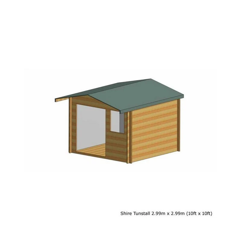 Shire Tunstall 9' 9" x 9' 9" Apex Log Cabin - Premium 28mm Cladding Tongue & Groove - Image 5