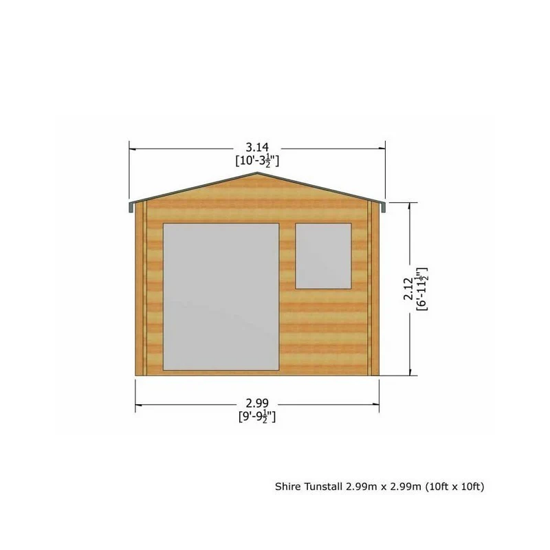 Shire Tunstall 9' 9" x 9' 9" Apex Log Cabin - Premium 70mm Cladding Tongue & Groove - Image 3