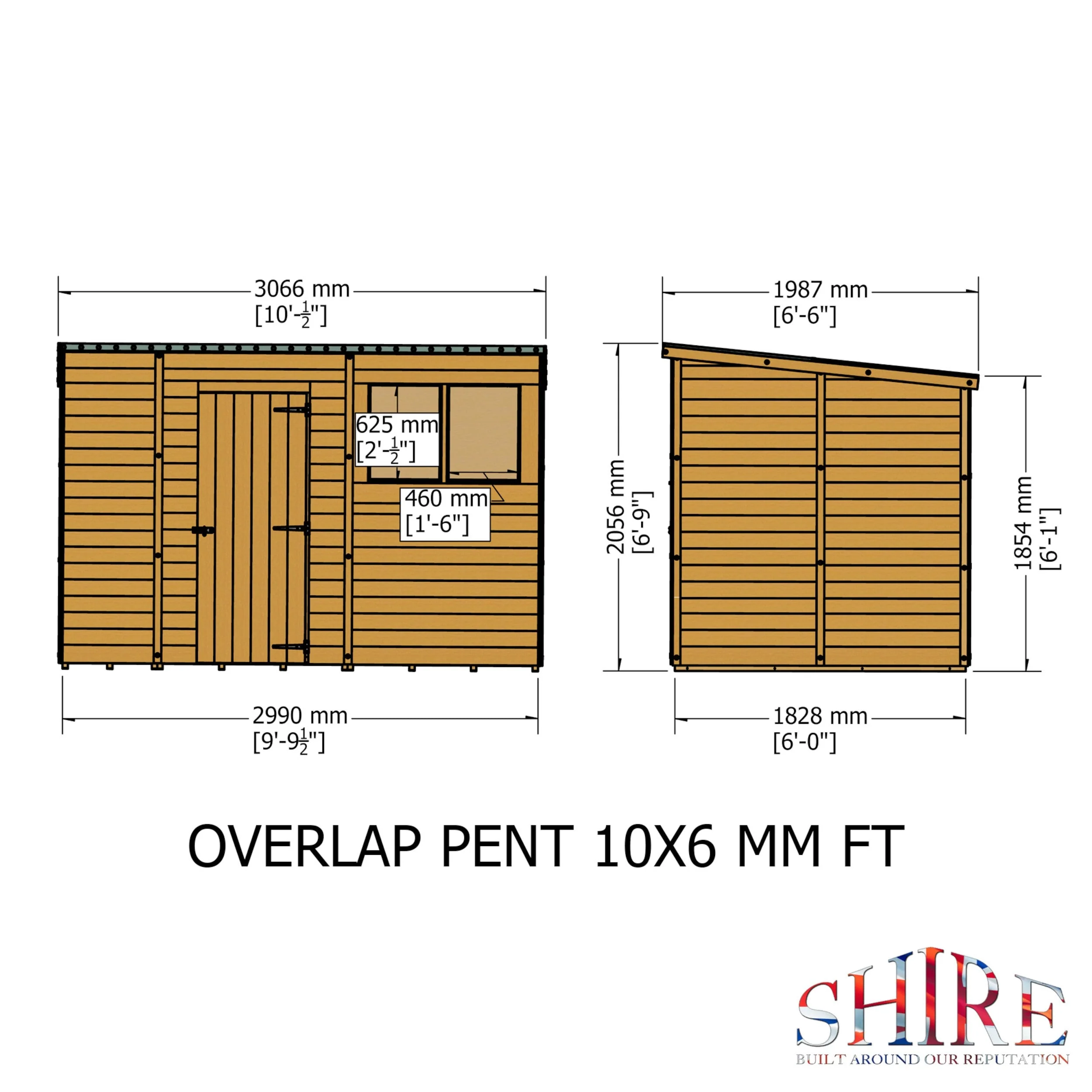 Value 5' 9" x 9' 9" Pent Shed - Premium Coated Overlap - Image 4