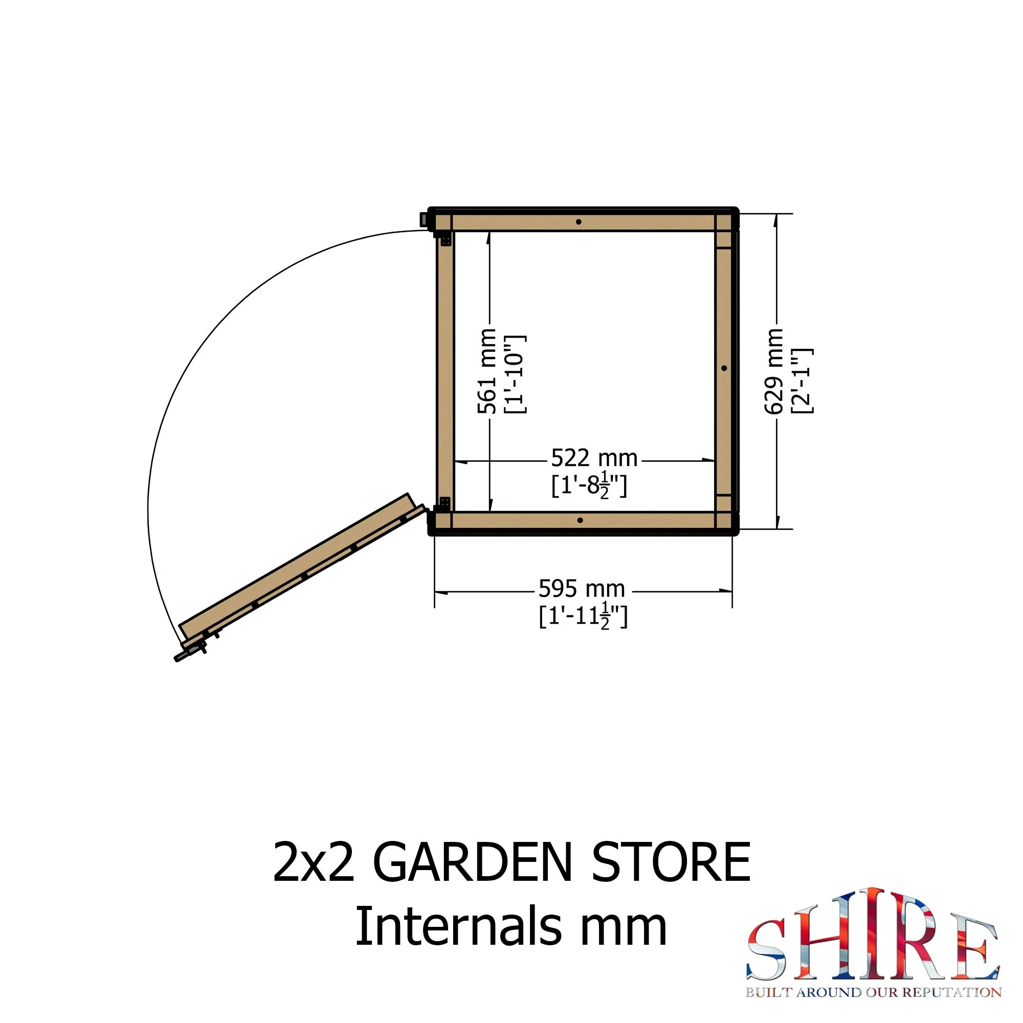 Shire Wentworth 2' x 1' 11" Pent Garden Store - Premium Dip Treated Shiplap - Image 3
