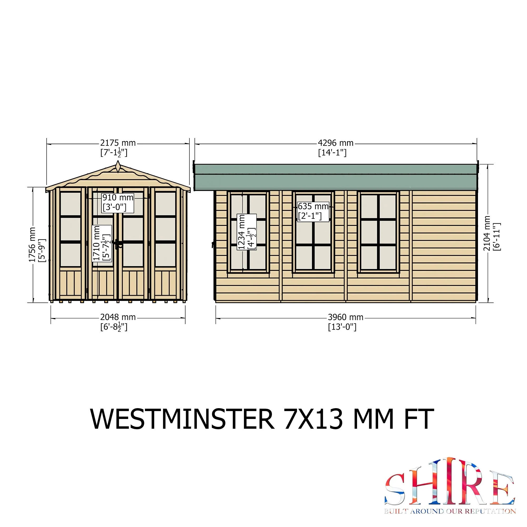 Westminister 12' 9" x 6' 8" Apex Summerhouse - Premium 12mm Cladding Shiplap - Image 4