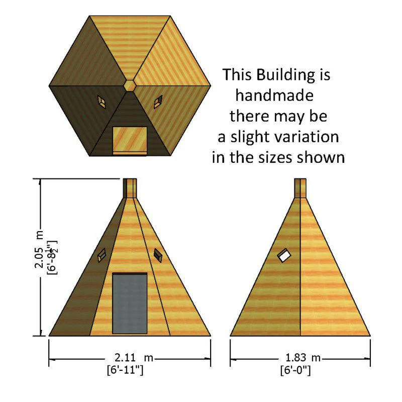 Shire Wigwam 6' 11" x 6' Wigwam Children's Playhouse - Premium Dip Treated Shiplap - Image 3