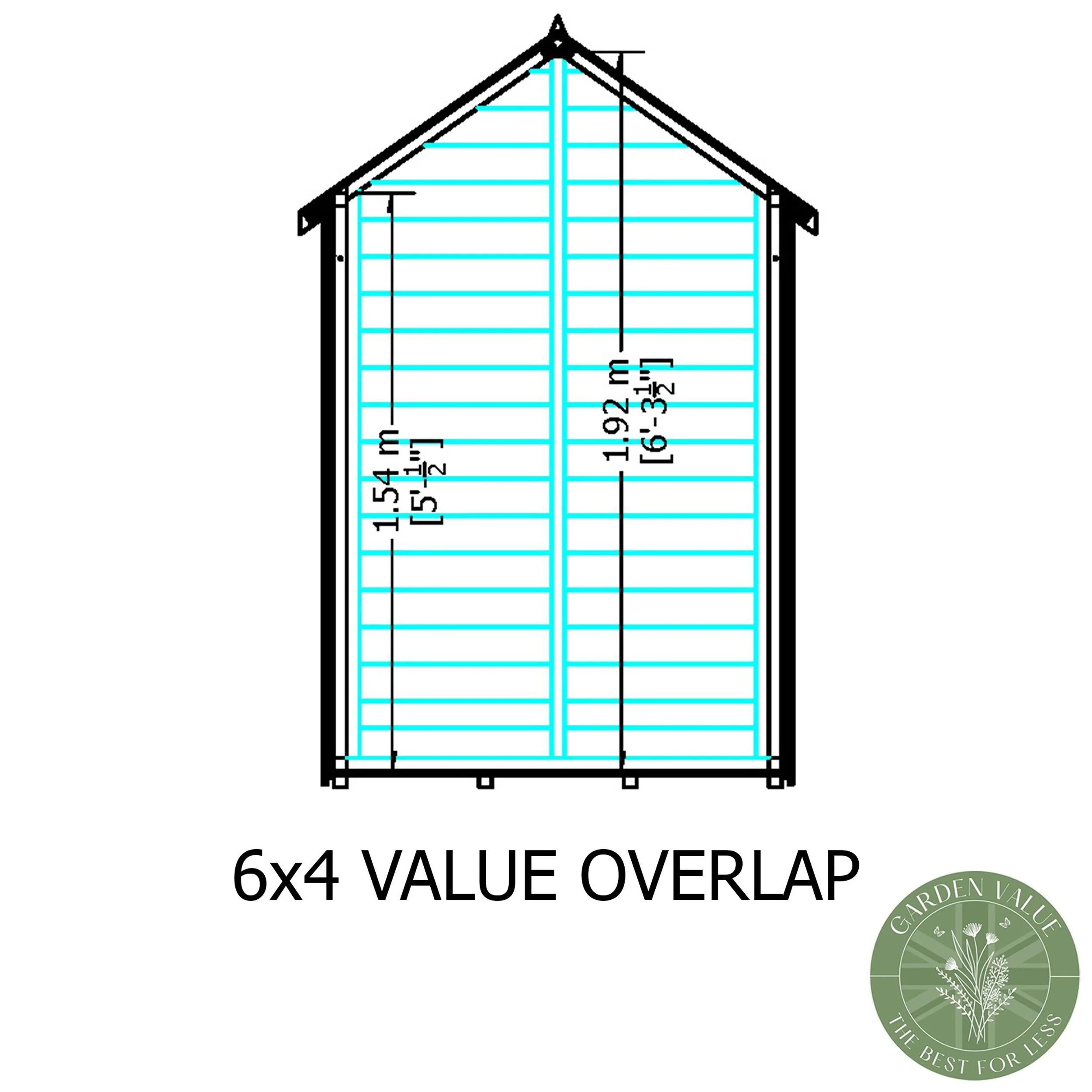 Wiltshire 3' 8" x 5' 11" Apex Shed - Premium Dip Treated Overlap - Image 5