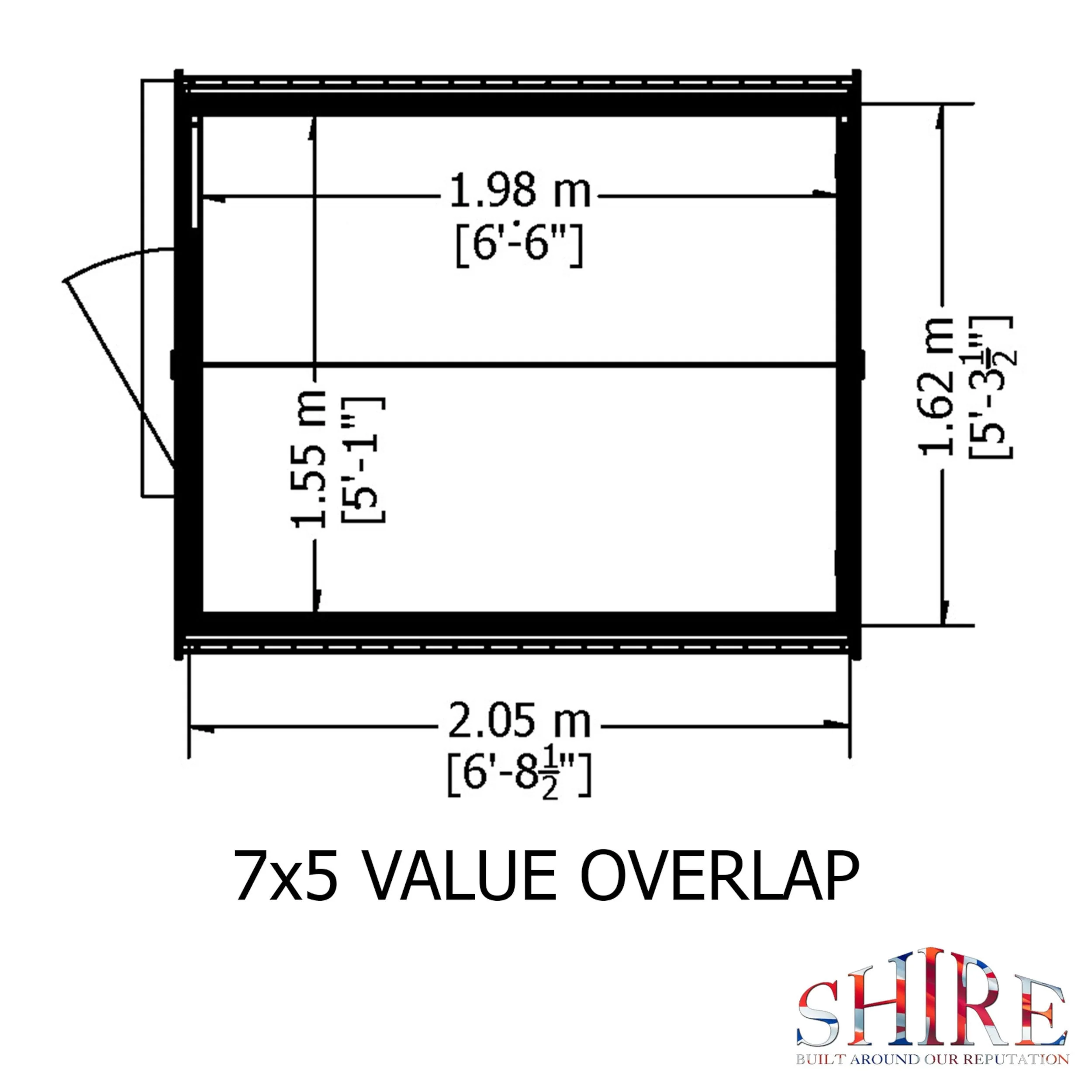 Wiltshire 5' 1" x 6' 8" Apex Shed - Classic Dip Treated Overlap - Image 3