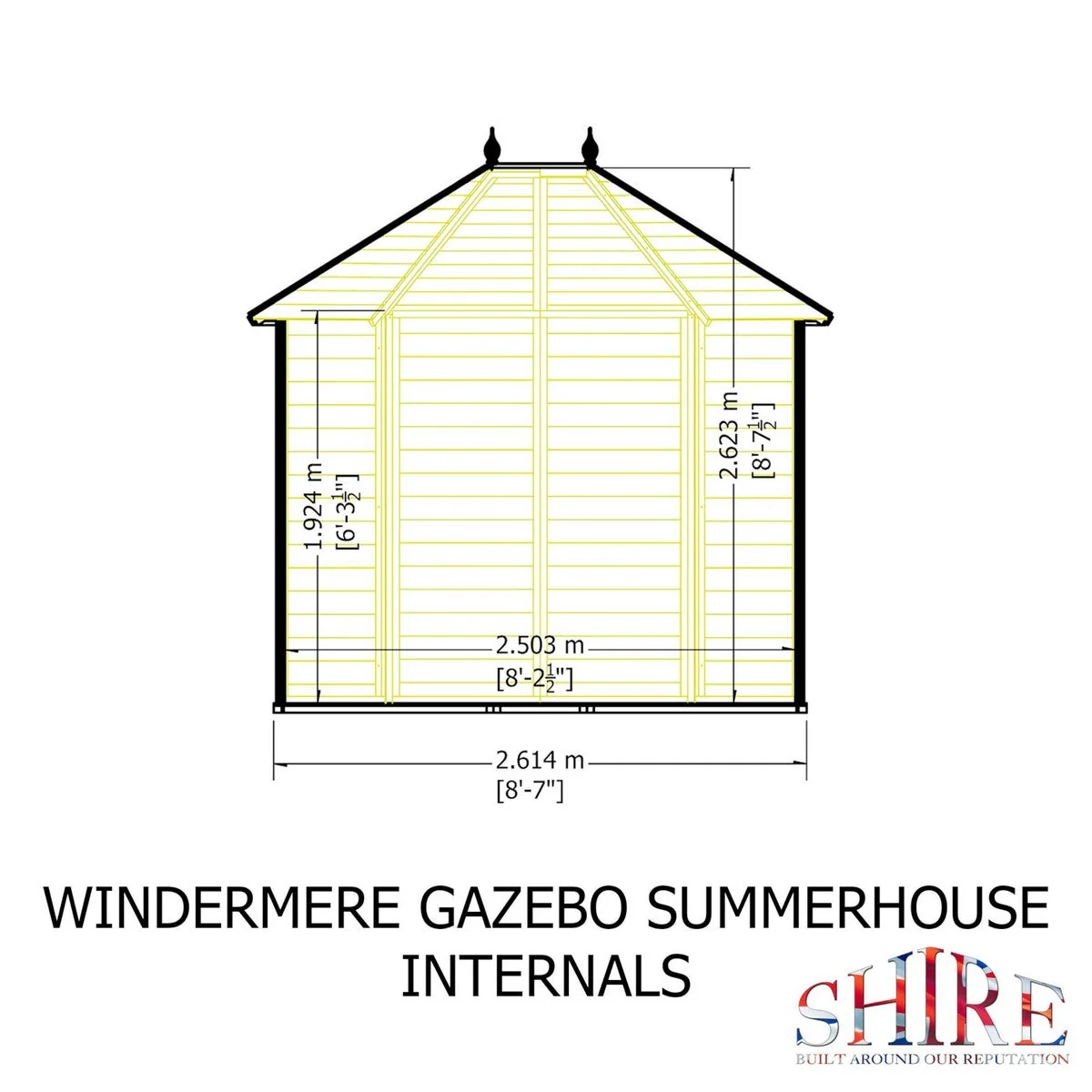 Shire Windermere 5' 10" x 8' 6" Hexagonal Hip Summerhouse - Premium Dip Treated Shiplap - Image 10