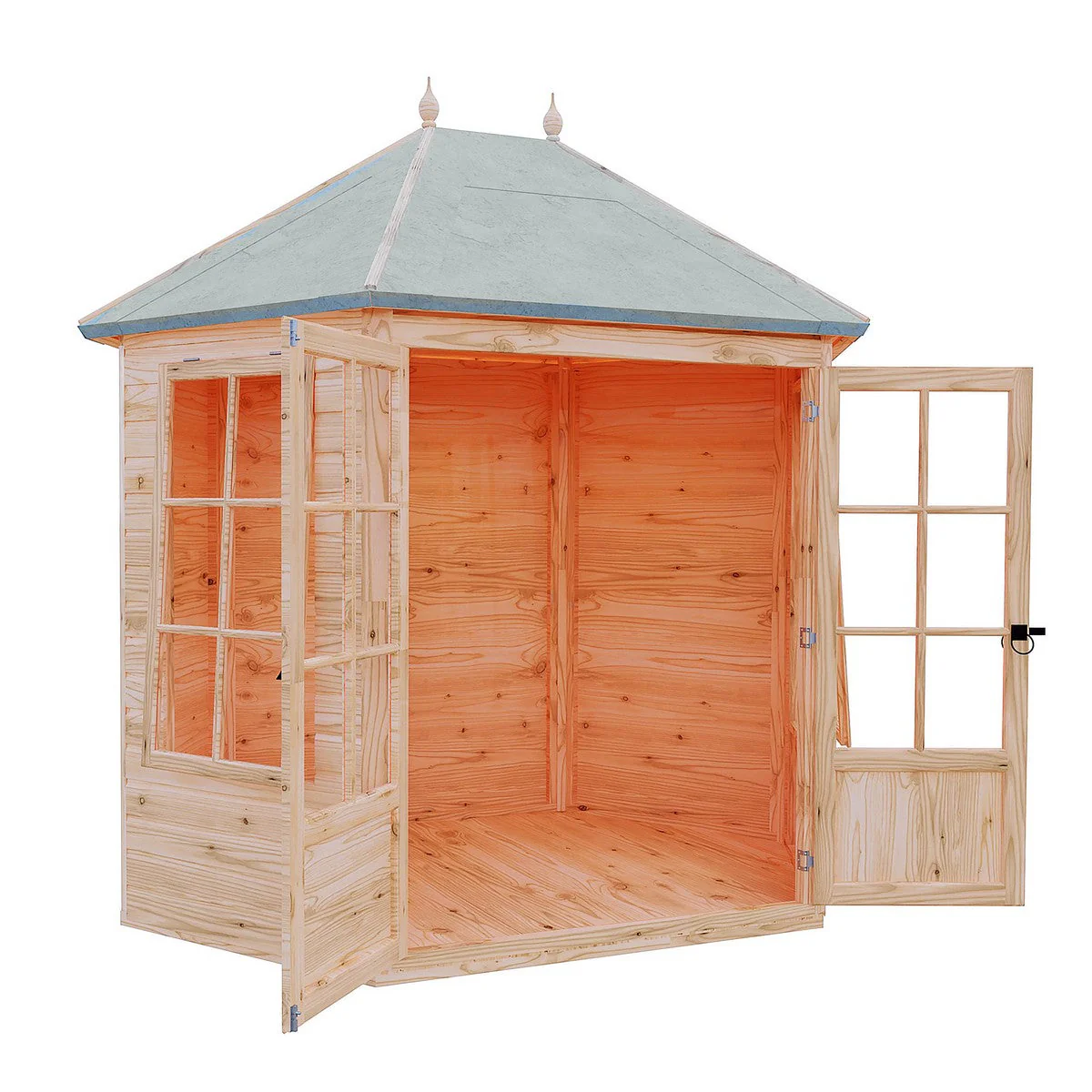 Shire Windermere 5' 10" x 8' 6" Hexagonal Hip Summerhouse - Premium Dip Treated Shiplap - Image 2