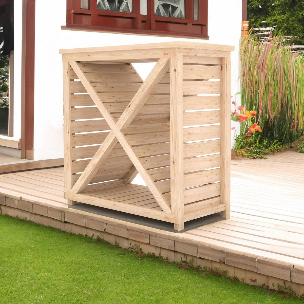 Shire Woodlowe 1' 3" x 2' 11" Log Store - Premium Coated Slatted - Image 2