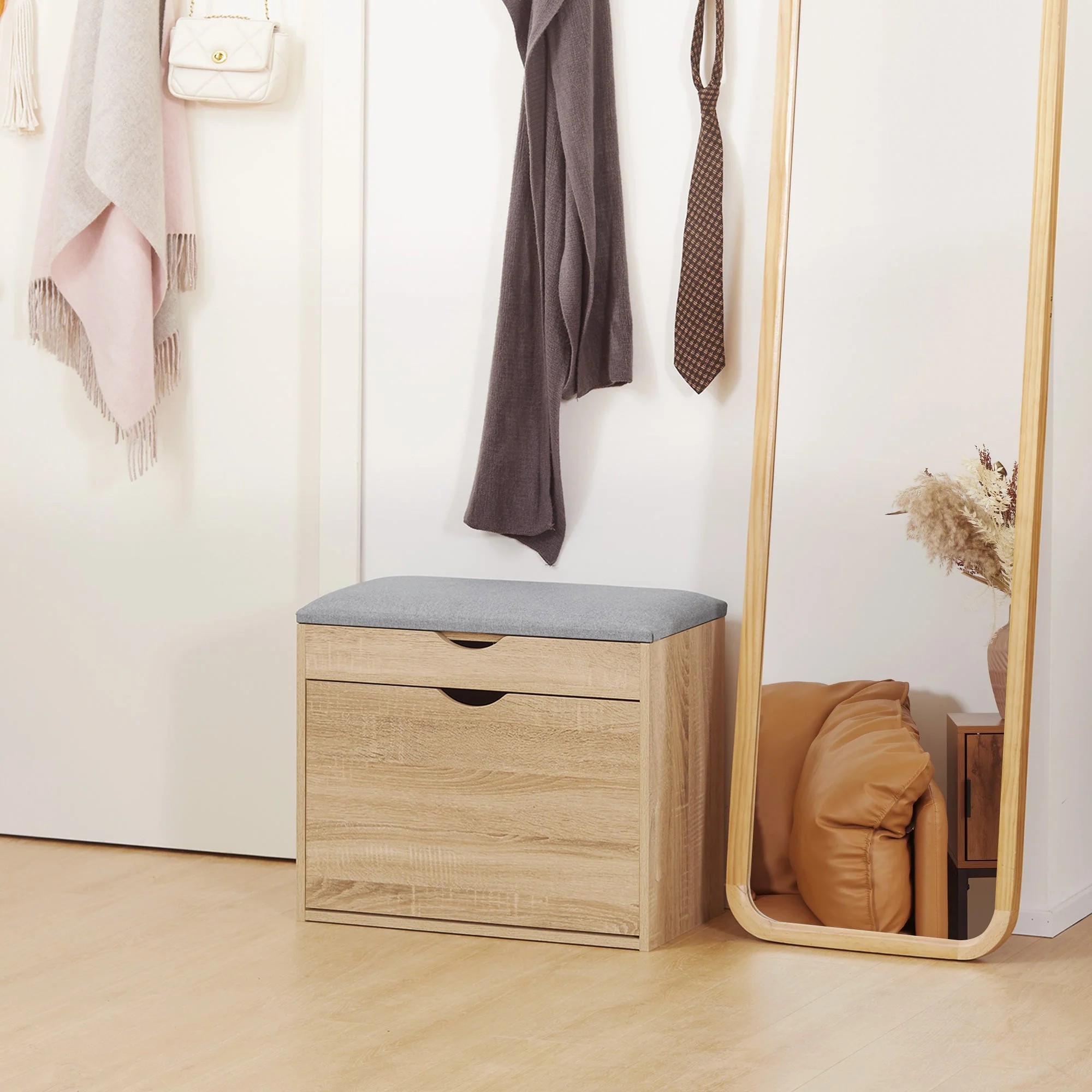 Shoe Bench with Cushion for 4 Pair of Shoes - Image 2