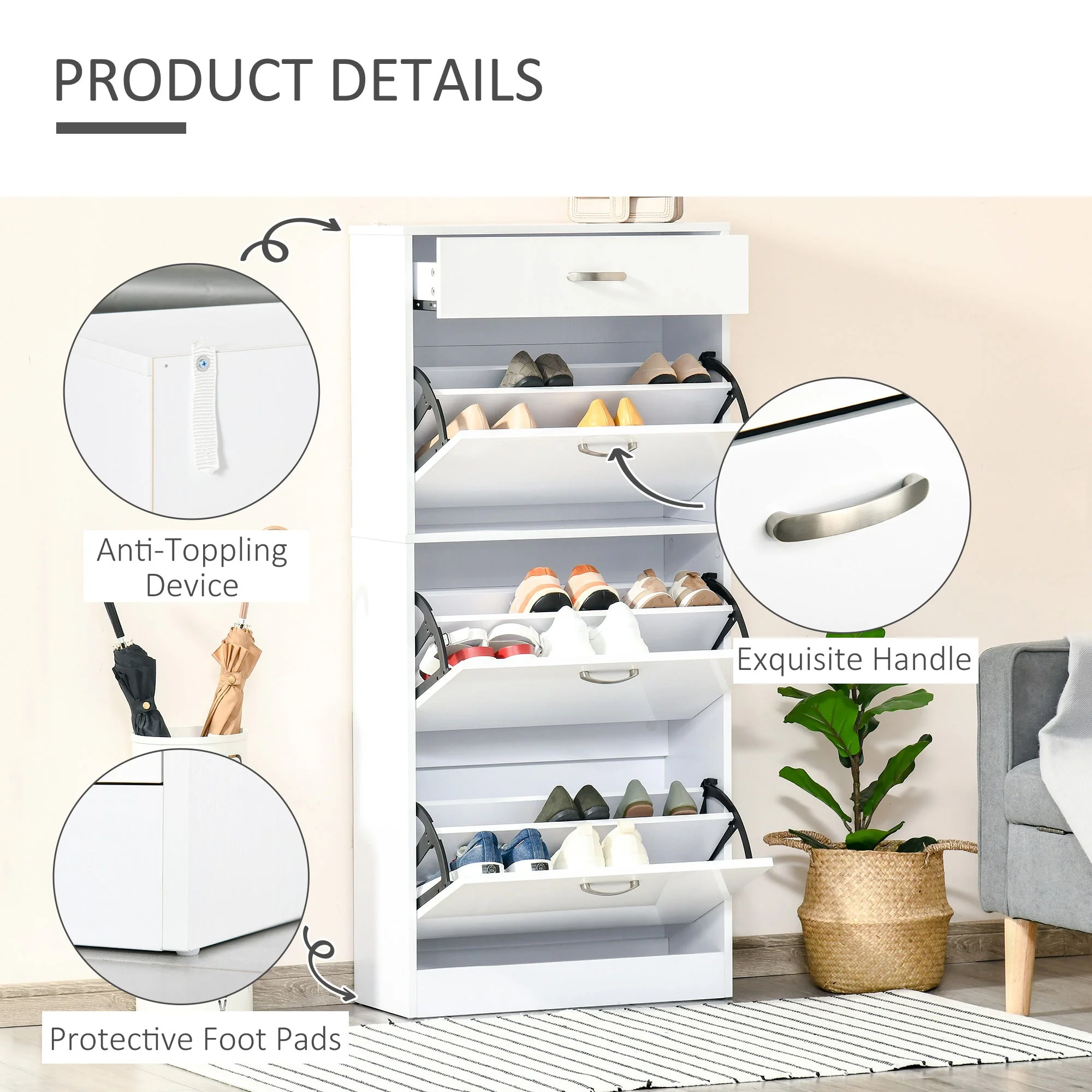 Shoe Cabinet with 4 Drawers - Image 5