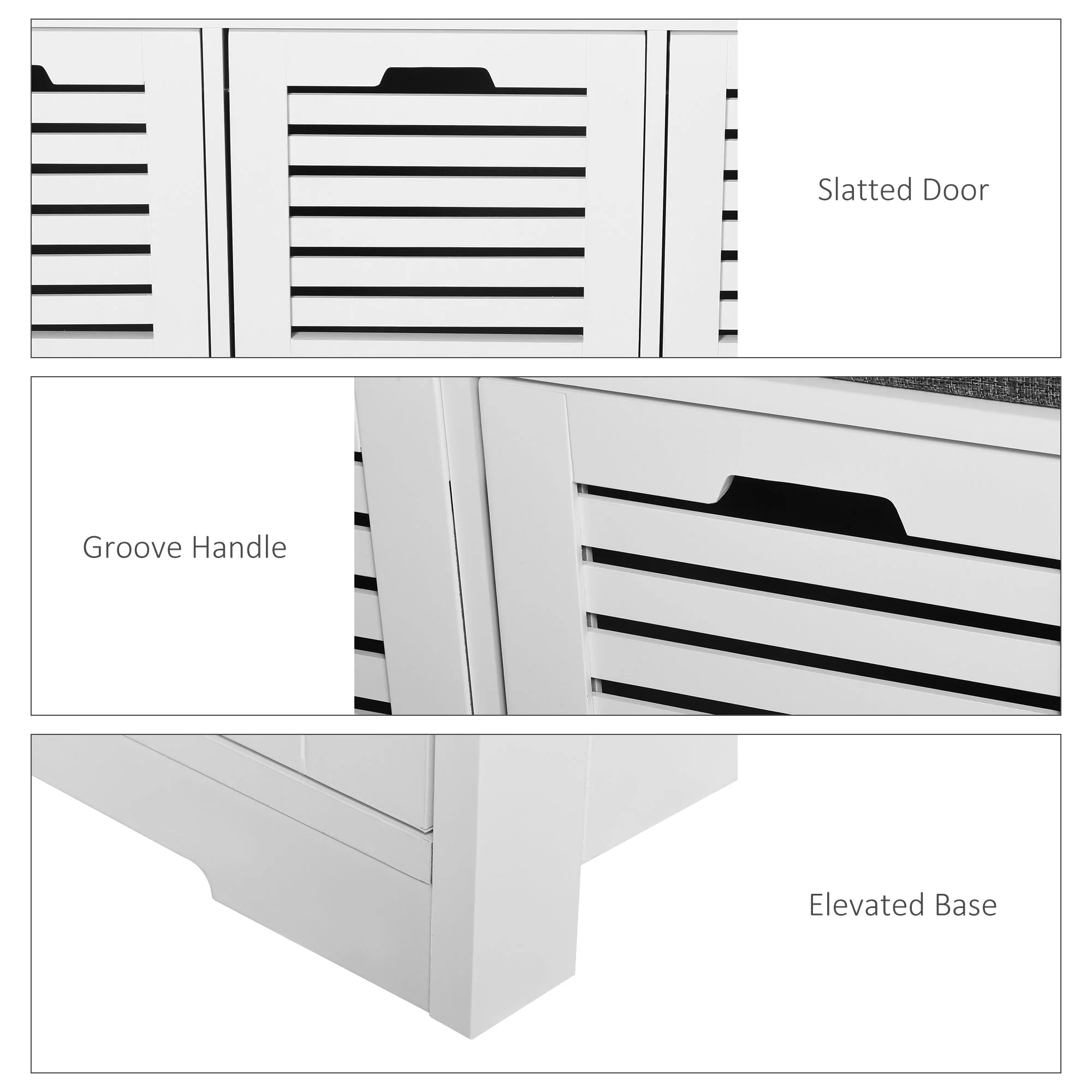 Shoe Storage Bench with 3 Drawers & Removable Grey Seat Cushion Hallway Organisation furniture - Image 5