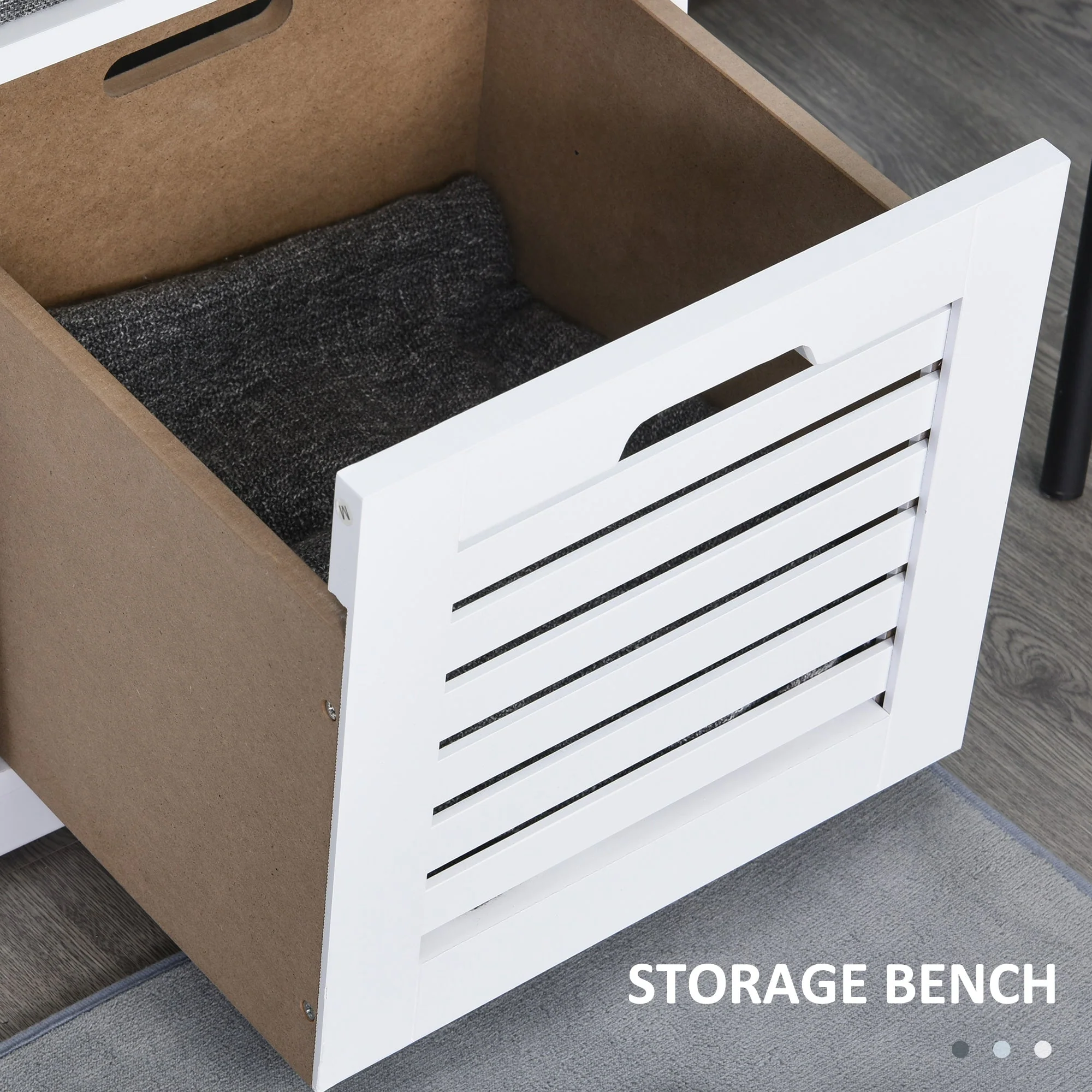 Shoe Storage Bench with 3 Drawers & Removable Grey Seat Cushion Hallway Organisation furniture - Image 6