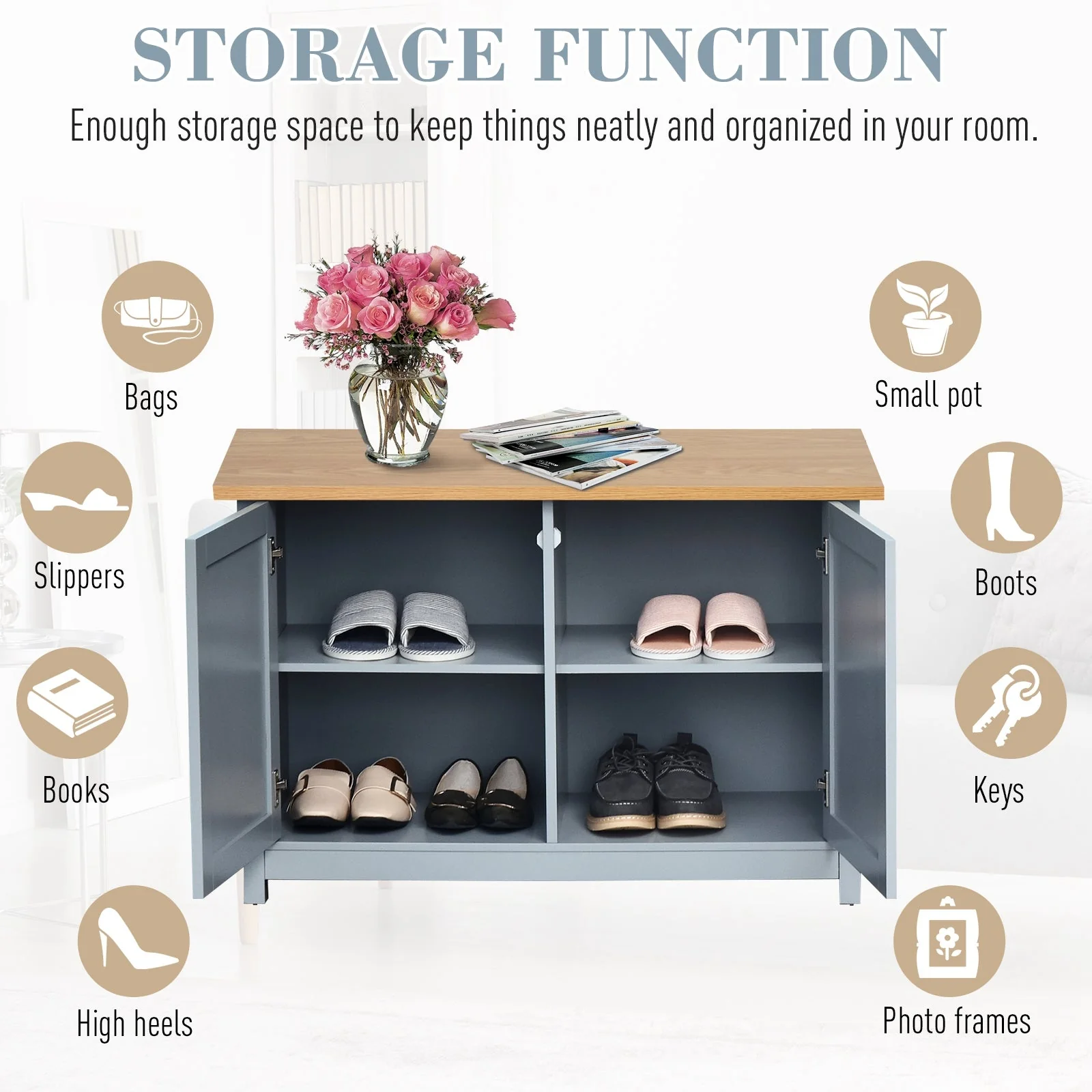 Shoe Storage Two Drawer Grey - Image 5