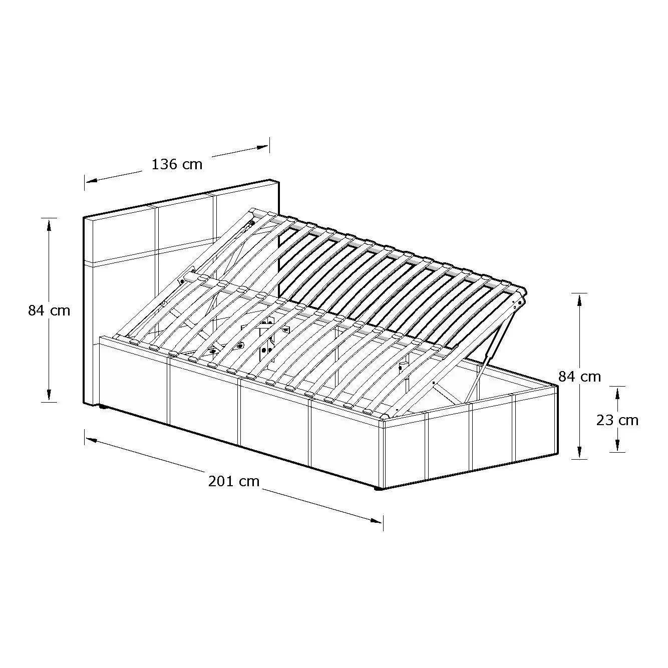 Side Lift Small Double Ottoman Bed Metal & Wood Natural 4 x 7ft - Image 6