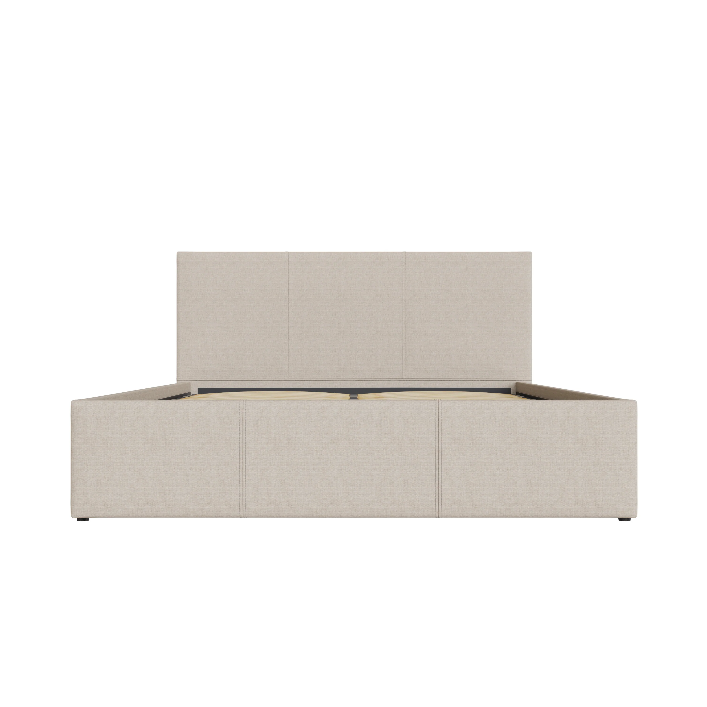 Side Lift Double Ottoman Bed Metal & Wood Natural 5 x 7ft - Image 3