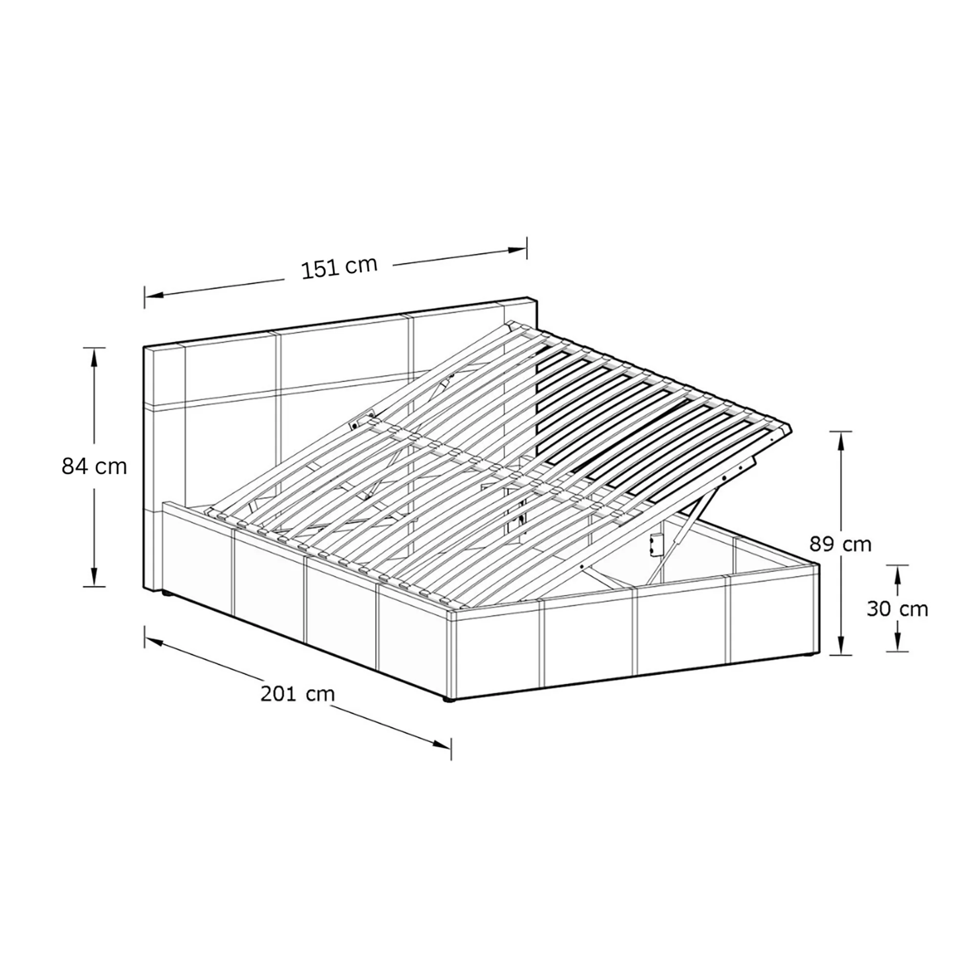 Side Lift Double Ottoman Bed Metal & Wood Natural 5 x 7ft - Image 6