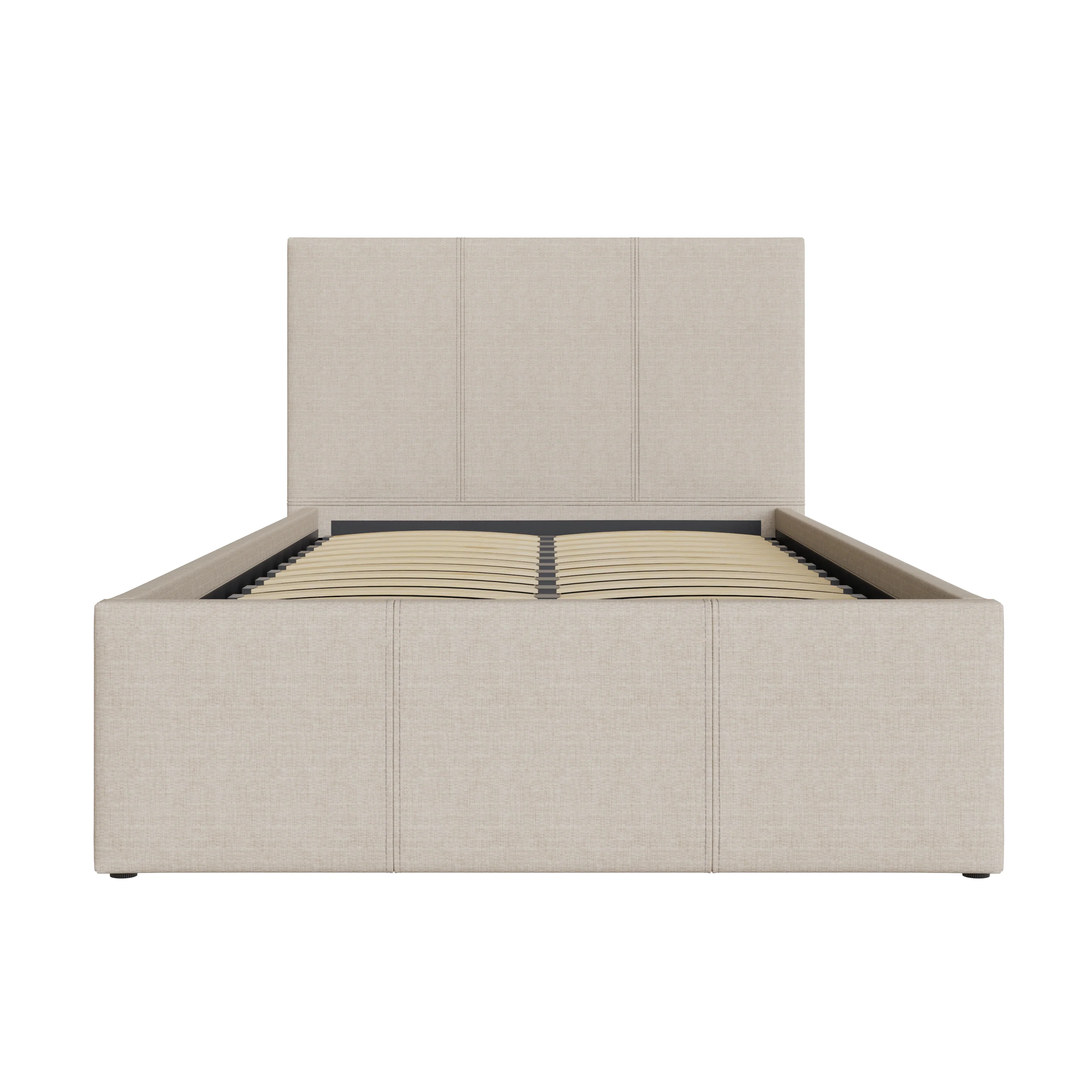 Side Lift Single Ottoman Bed Metal & Wood Natural 3 x 7ft - Image 3