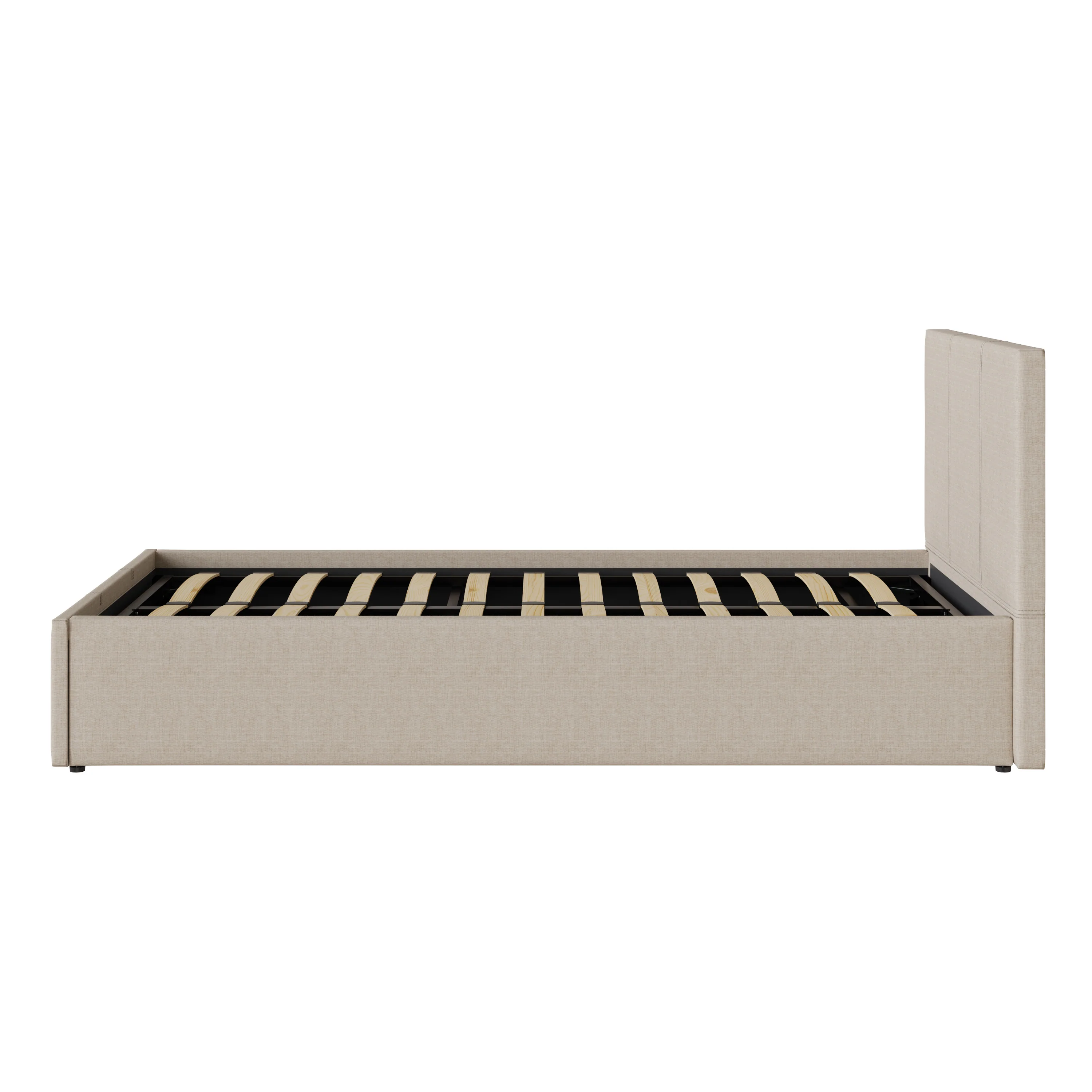 Side Lift Single Ottoman Bed Metal & Wood Natural 3 x 7ft - Image 4