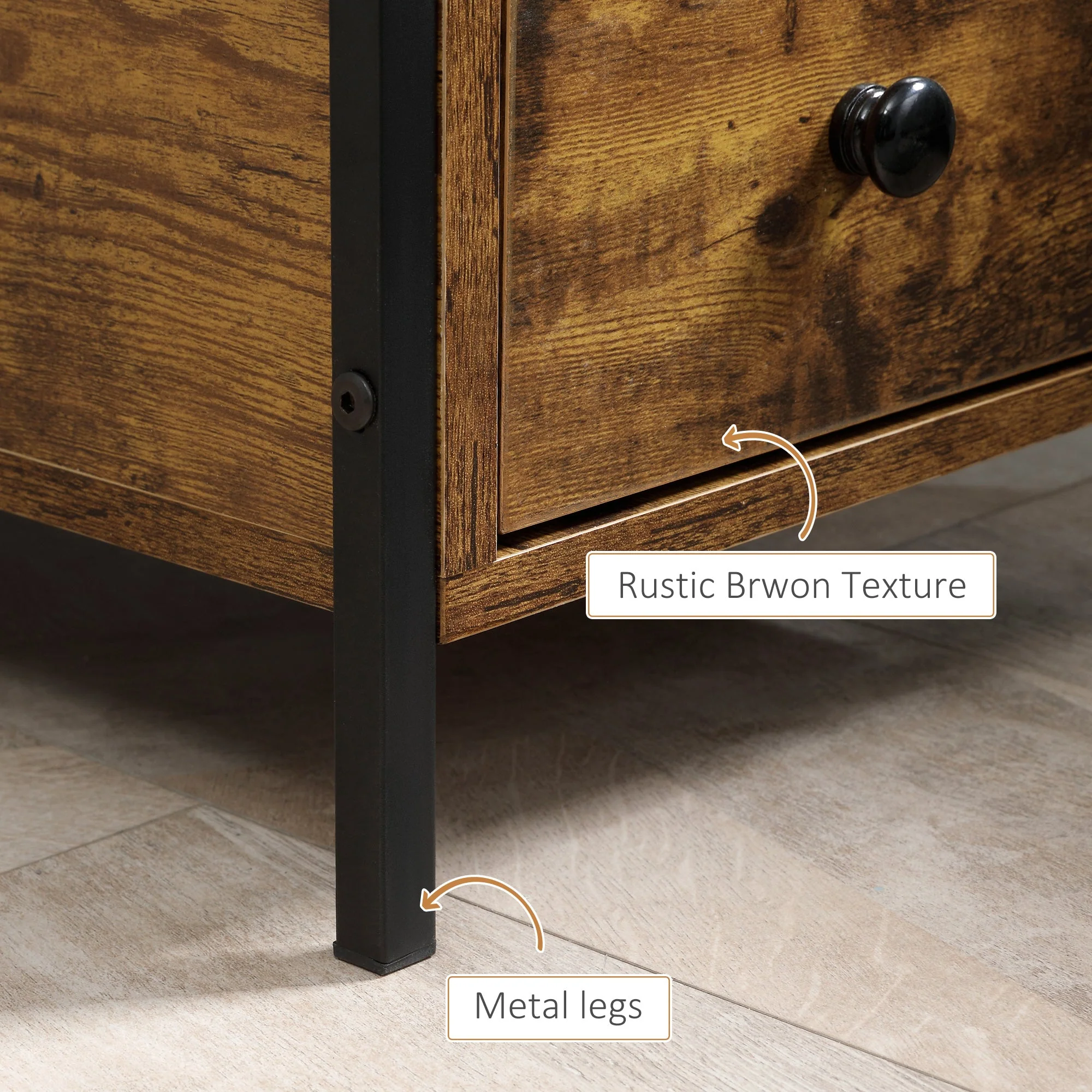 Side Table with 2 Drawers and Storage Shelf - Image 6