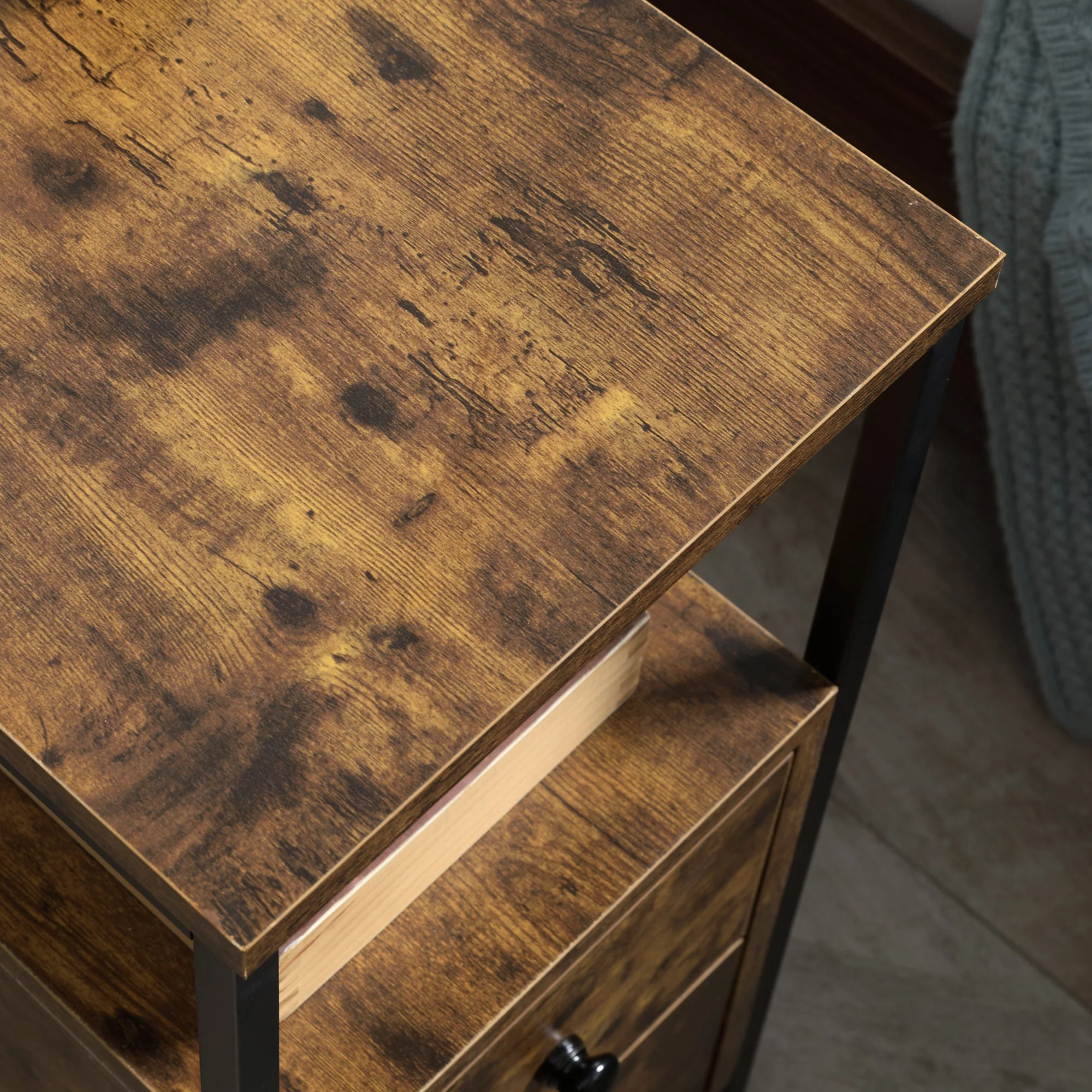 Side Table with 2 Drawers and Storage Shelf - Image 9