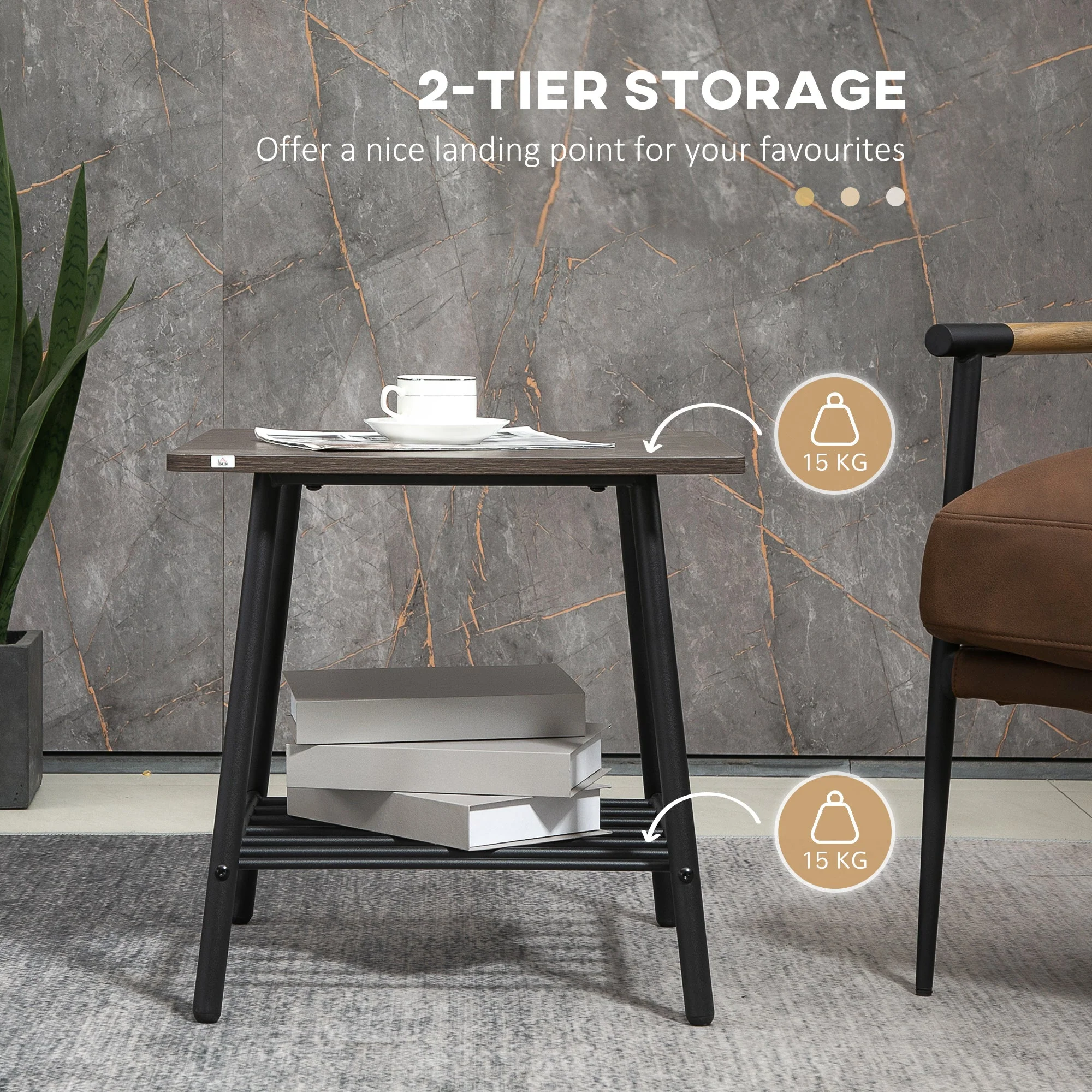 Side Table with 2-Tier Storage - Image 5