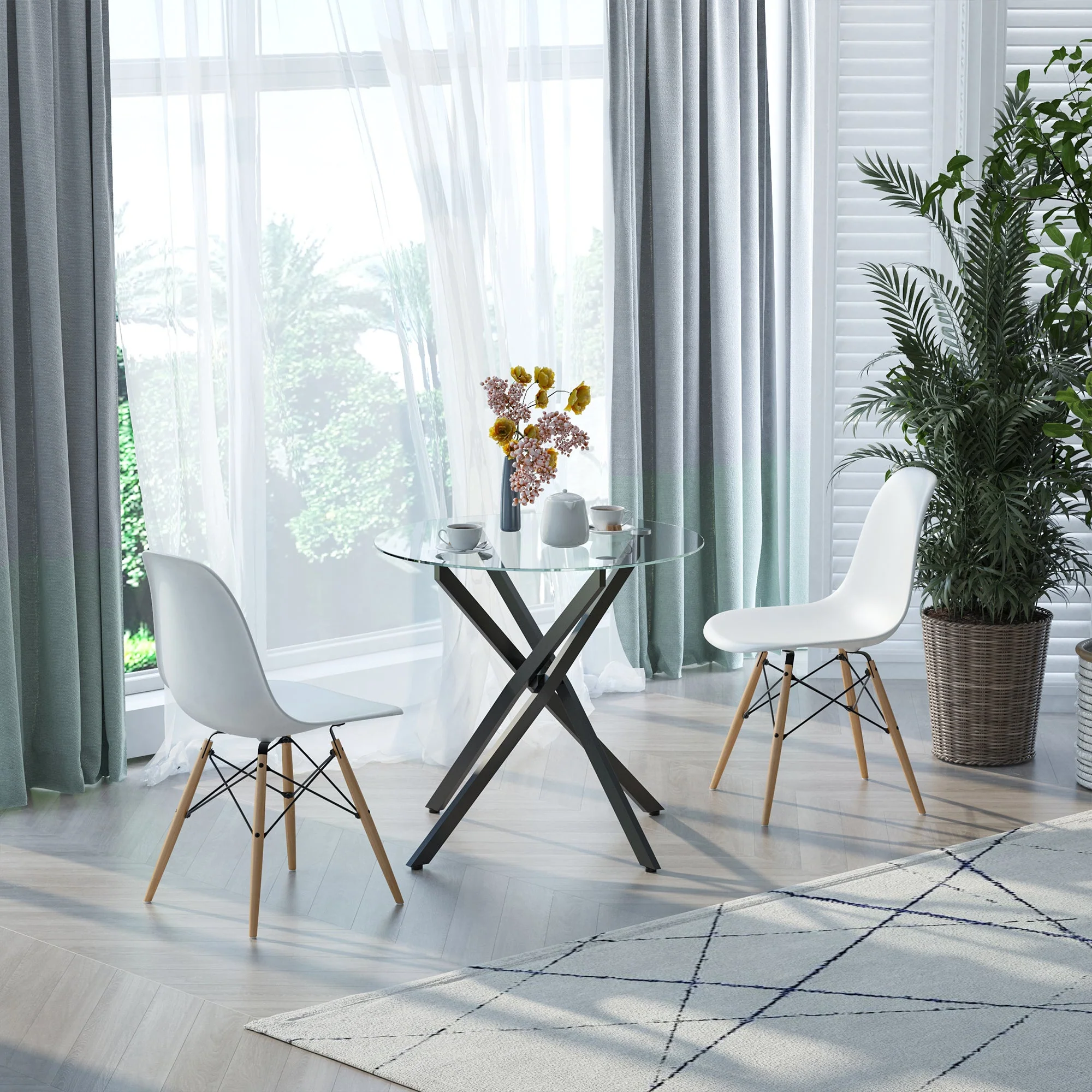 Side Table with Clear Tempered Glass Top - Image 2