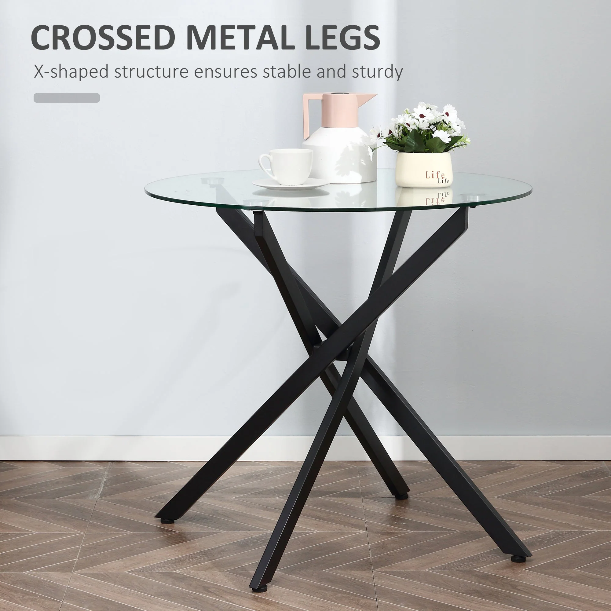 Side Table with Clear Tempered Glass Top - Image 5