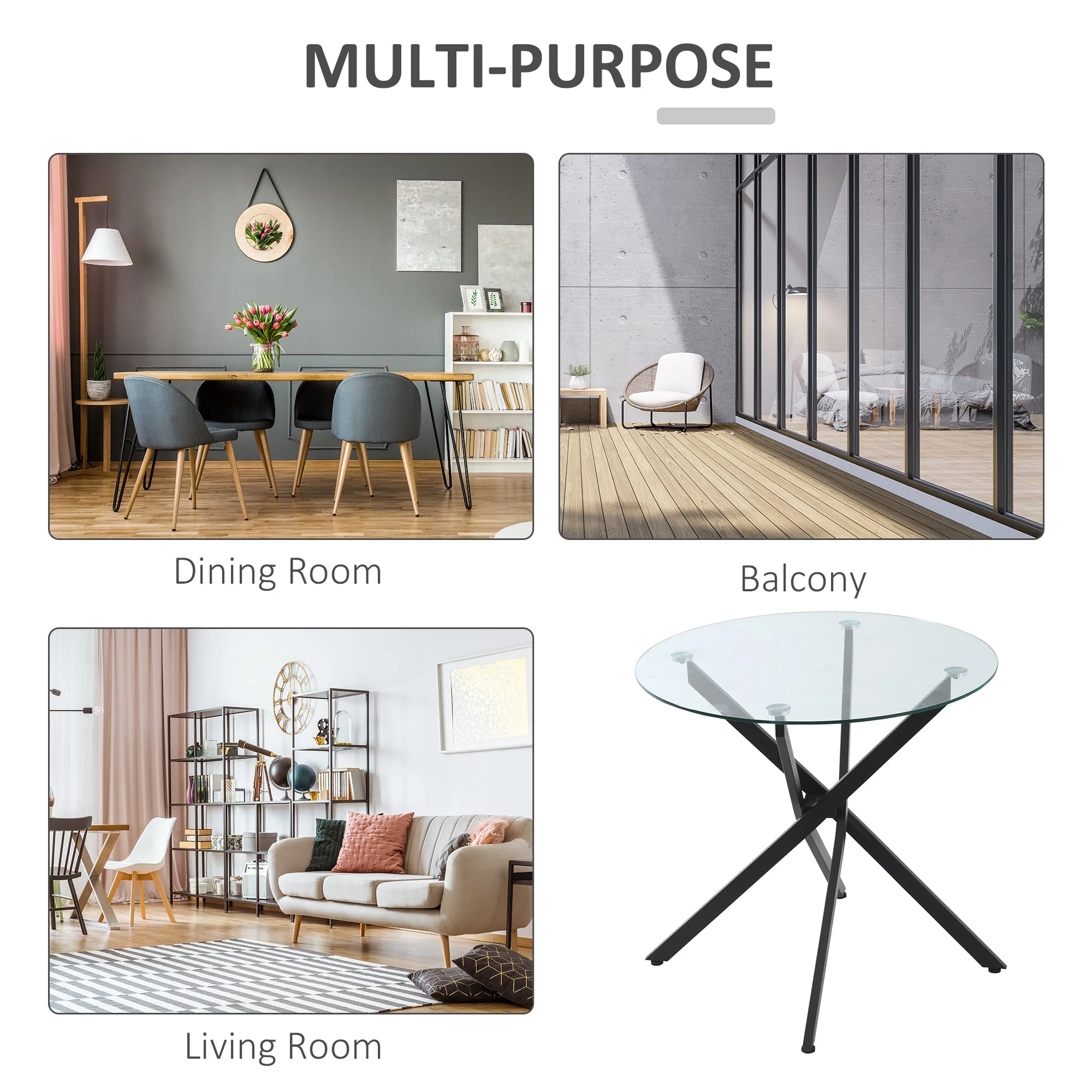 Side Table with Clear Tempered Glass Top - Image 7