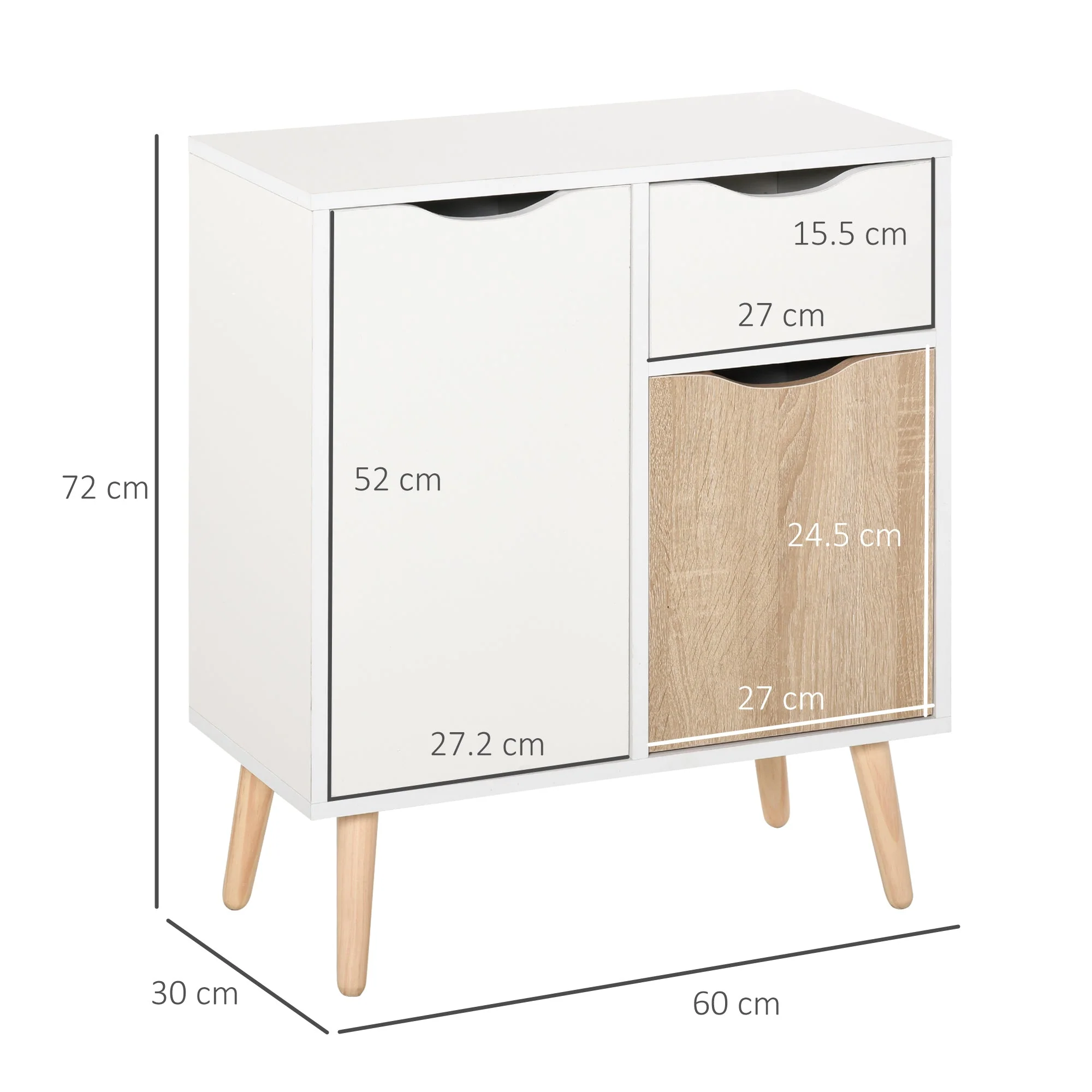 Sideboard Floor Cabinet Storage Cupboard with Drawer for Bedroom - Image 3