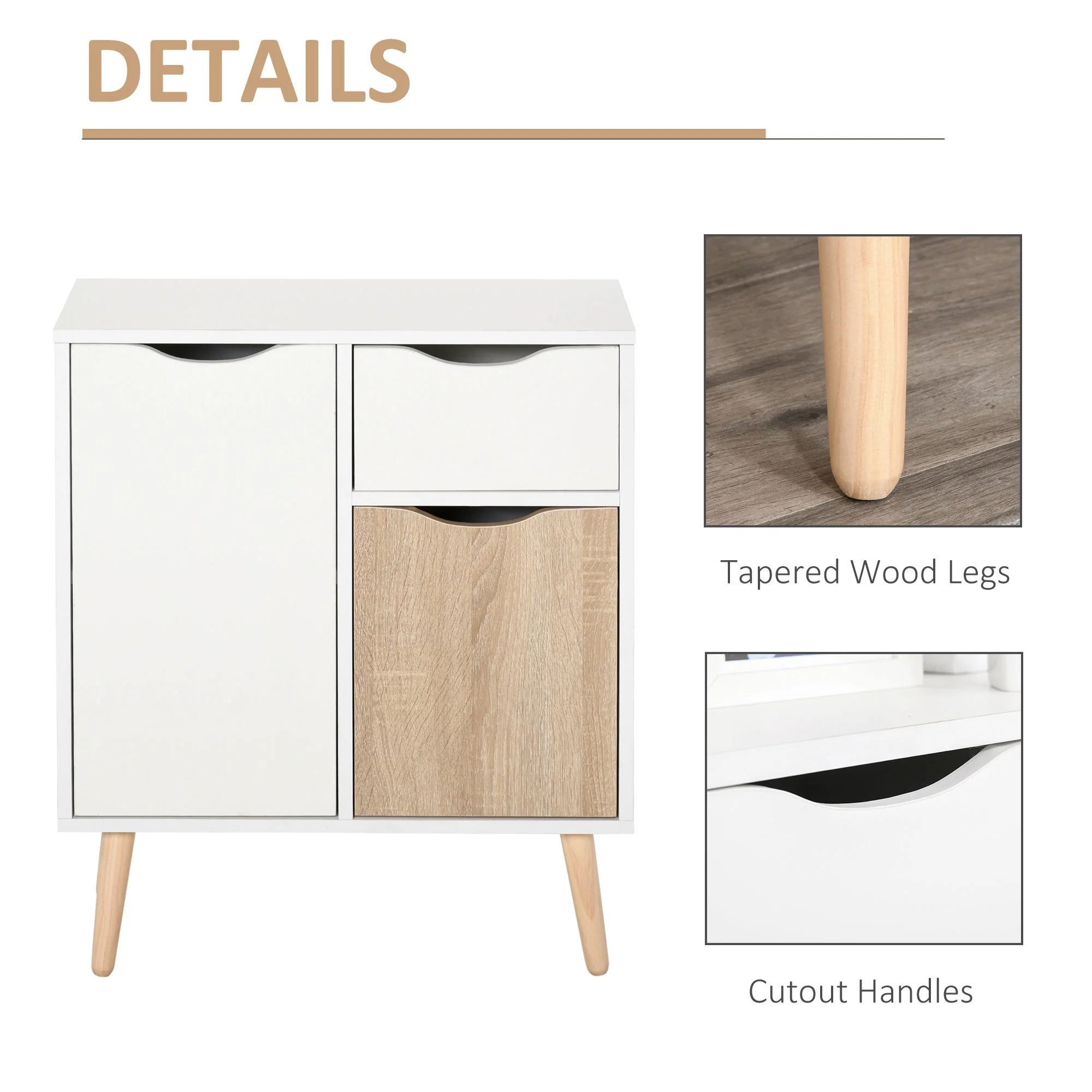 Sideboard Floor Cabinet Storage Cupboard with Drawer for Bedroom - Image 5