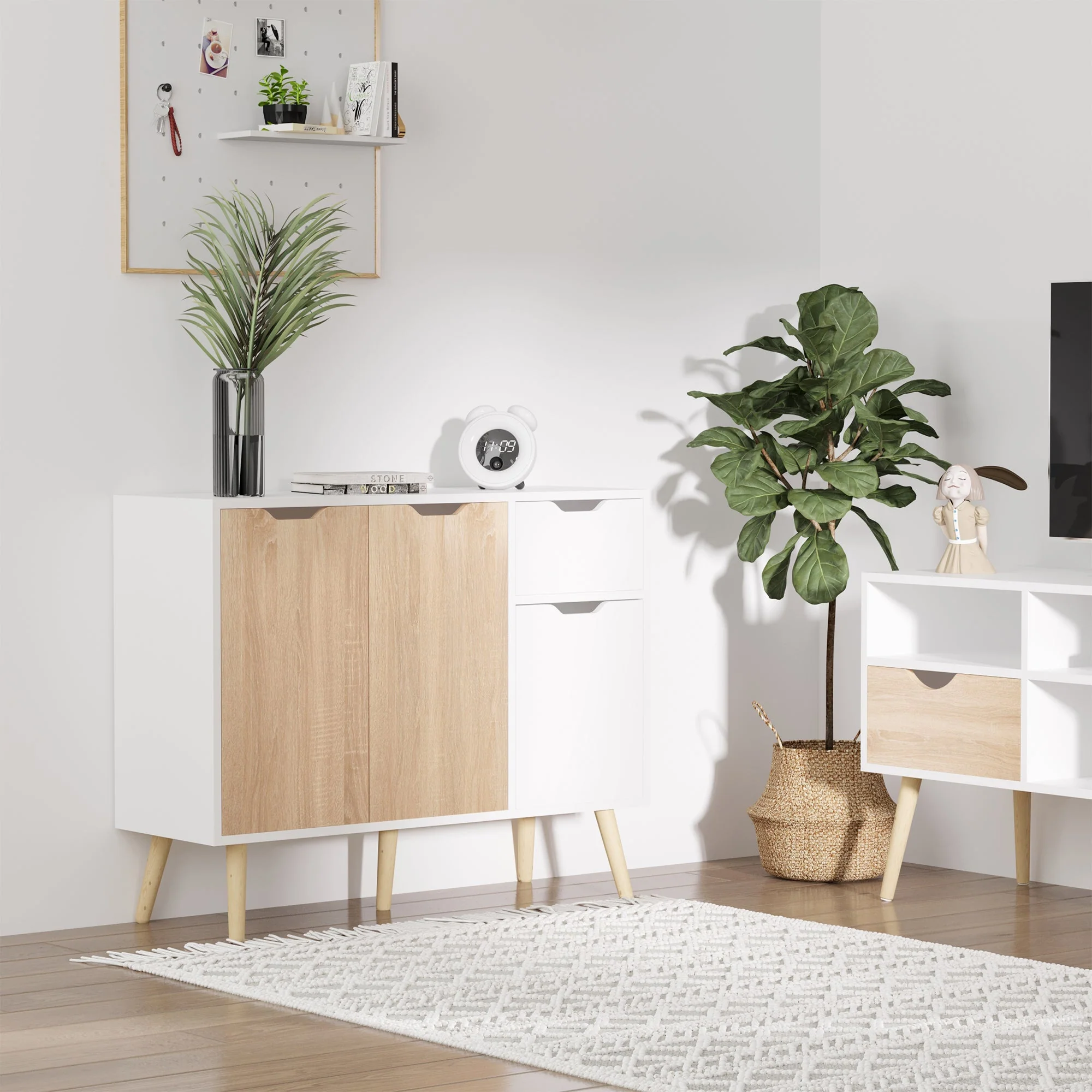 Sideboard Floor Standing Storage Cabinet with Drawer for Bedroom - Image 2